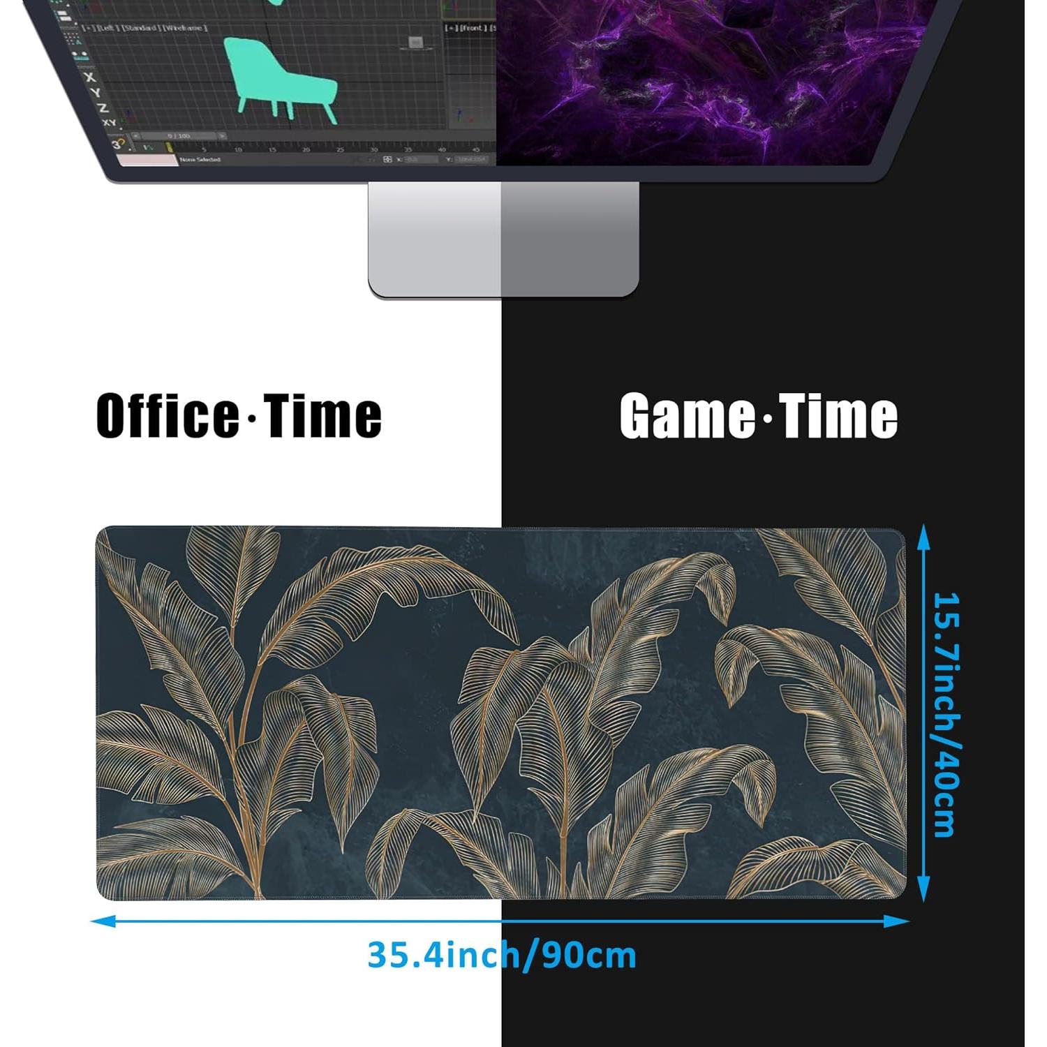 Alfombrilla de Ratón EOBKLAX 90x40cm Antideslizante Dorado