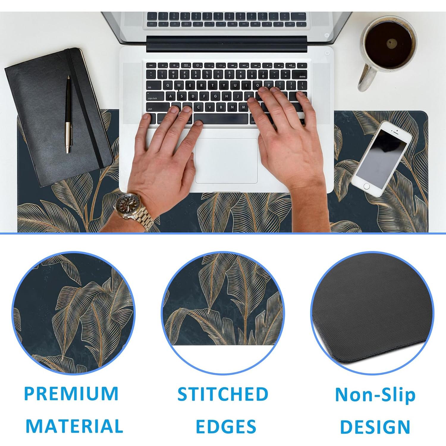 Alfombrilla de Ratón EOBKLAX 90x40cm Antideslizante Dorado