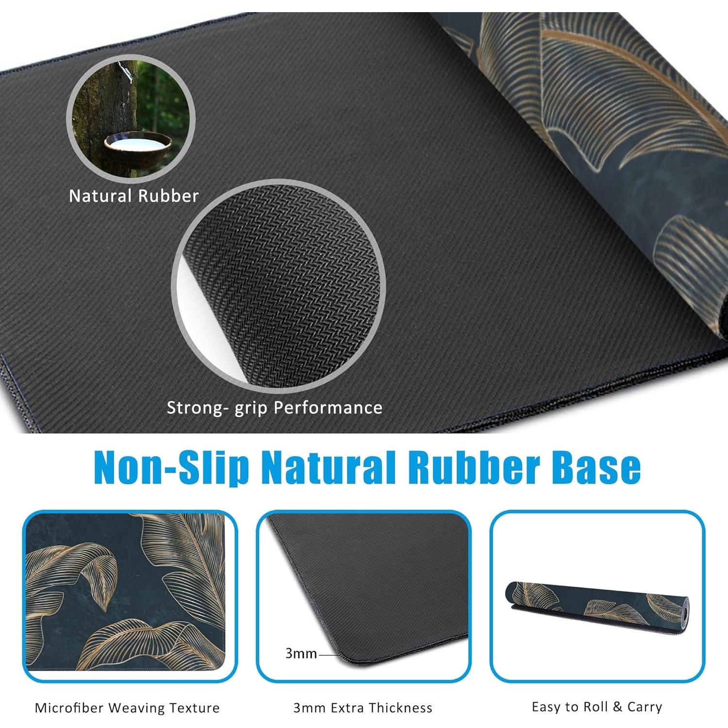 Alfombrilla de Ratón EOBKLAX 90x40cm Antideslizante Dorado