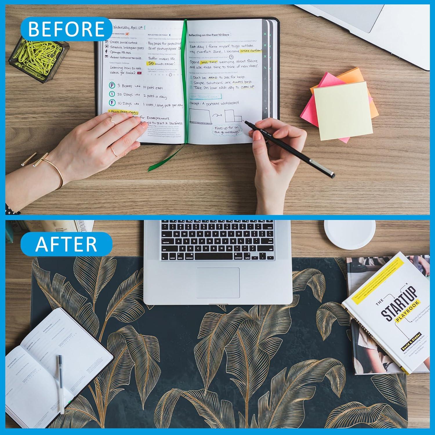 Alfombrilla de Ratón EOBKLAX 90x40cm Antideslizante Dorado