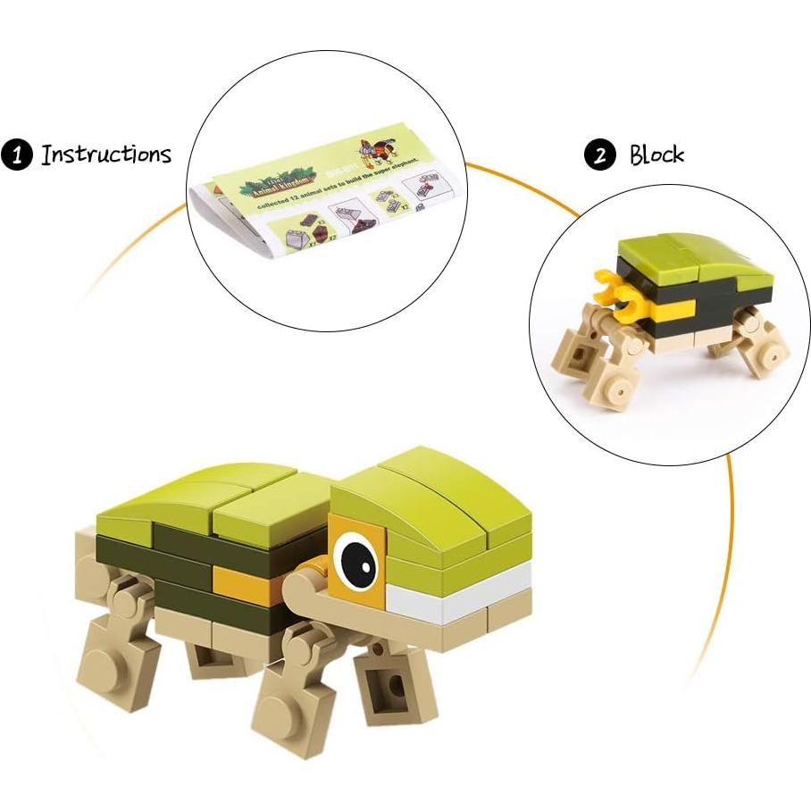 IAMGlobal 12 en 1 Mini Bloques Animales Educativos