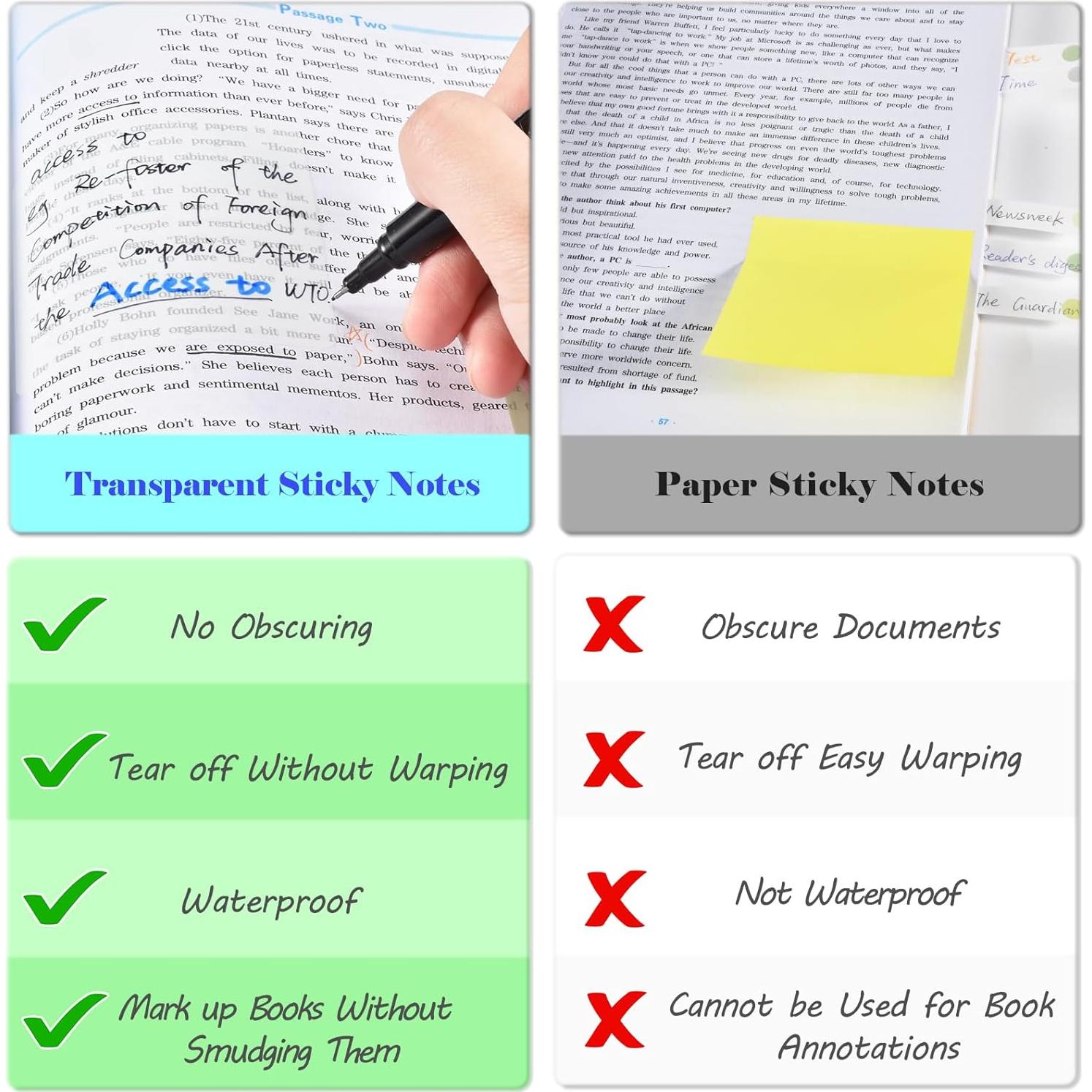 Notas Adhesivas Transparentes BAYTORY 1300 Hojas 7.62 cm