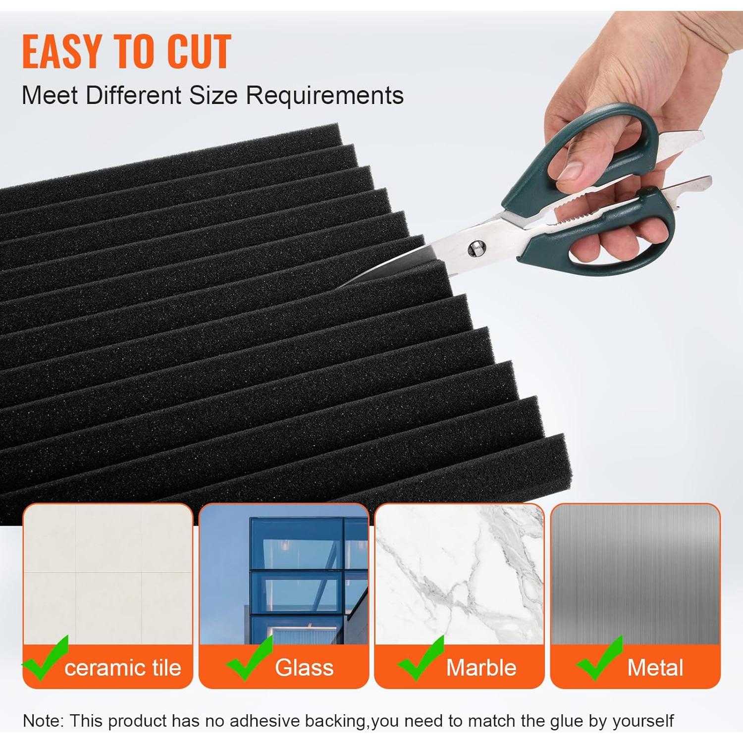 Paneles Acústicos VEVOR 80 Unidades 30.48x30.48 cm Negro