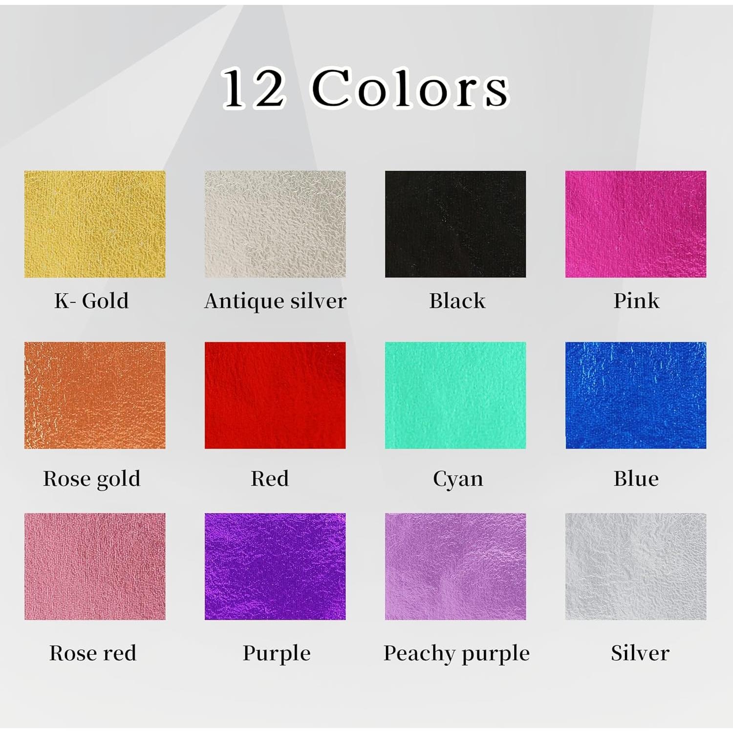 Hojas de Oro KINNO 12 Colores 120 Hojas 8x8.5 cm para Manualidades