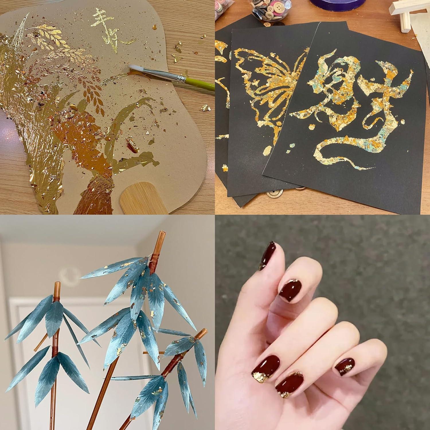 Hojas de Oro KINNO 12 Colores 120 Hojas 8x8.5 cm para Manualidades