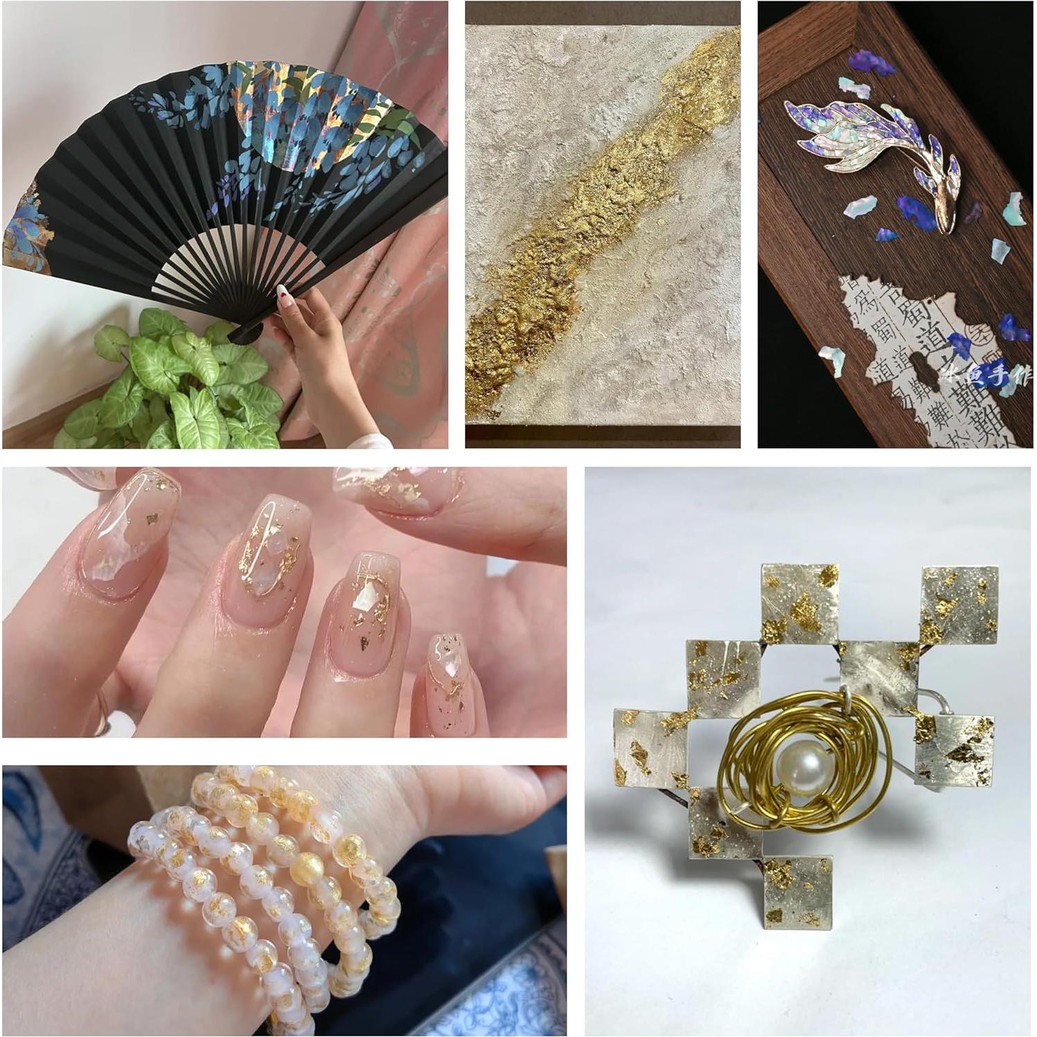 Hojas de Oro KINNO 12 Colores 120 Hojas 8x8.5 cm para Manualidades