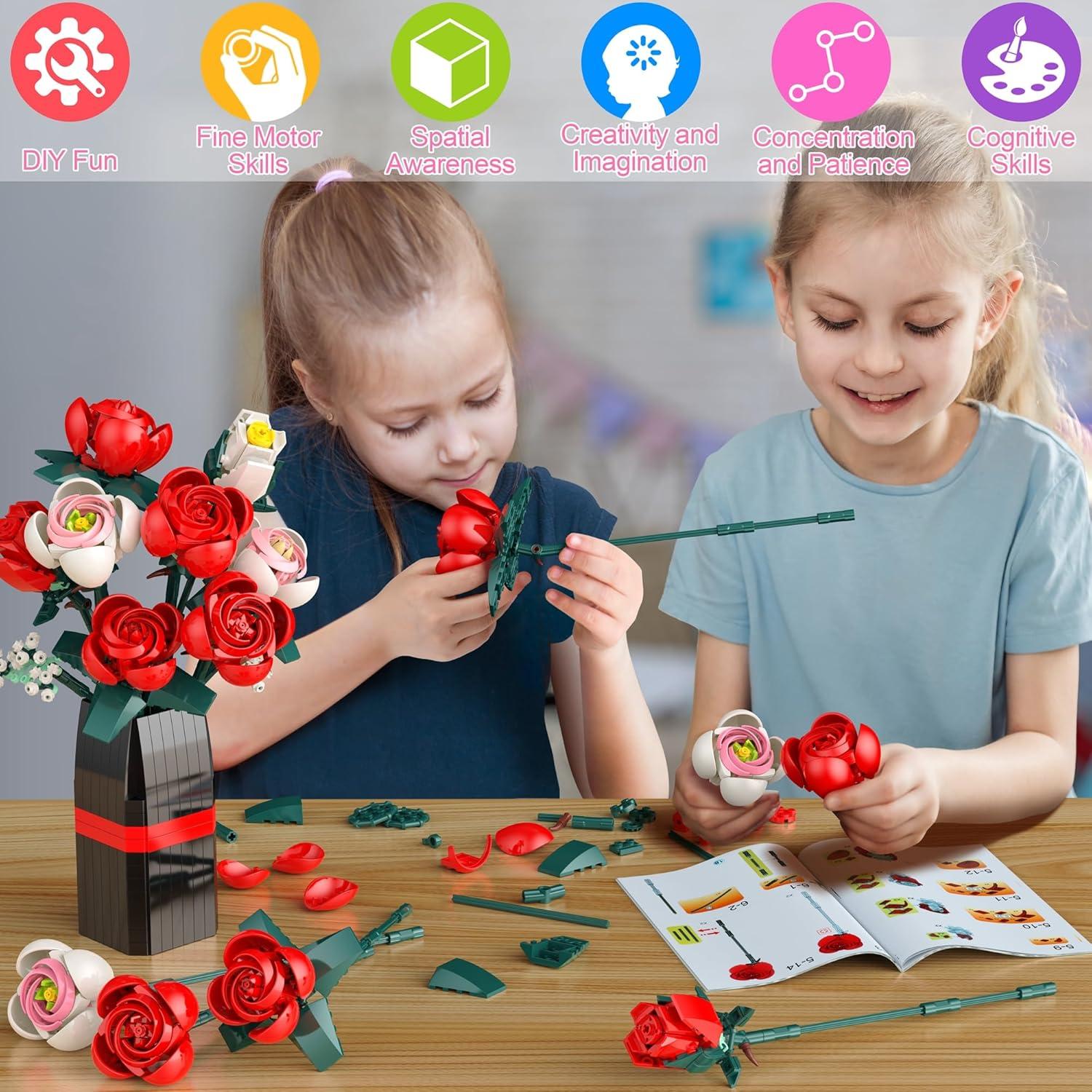 Juego de Construcción de Ramo de Rosas Ancesfun 841PCS