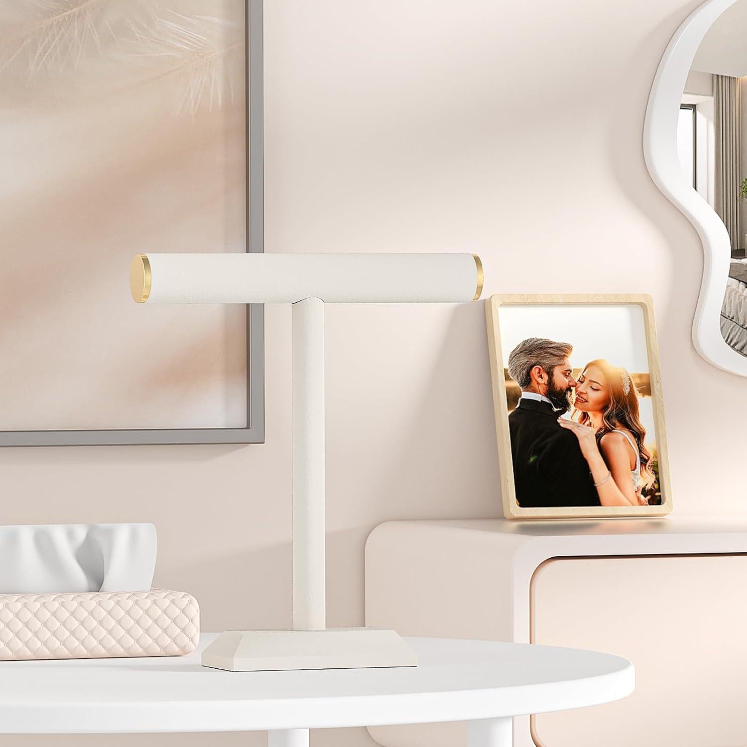 Soporte para Collares Julysky T-Bar Beige, Organizador de Joyería