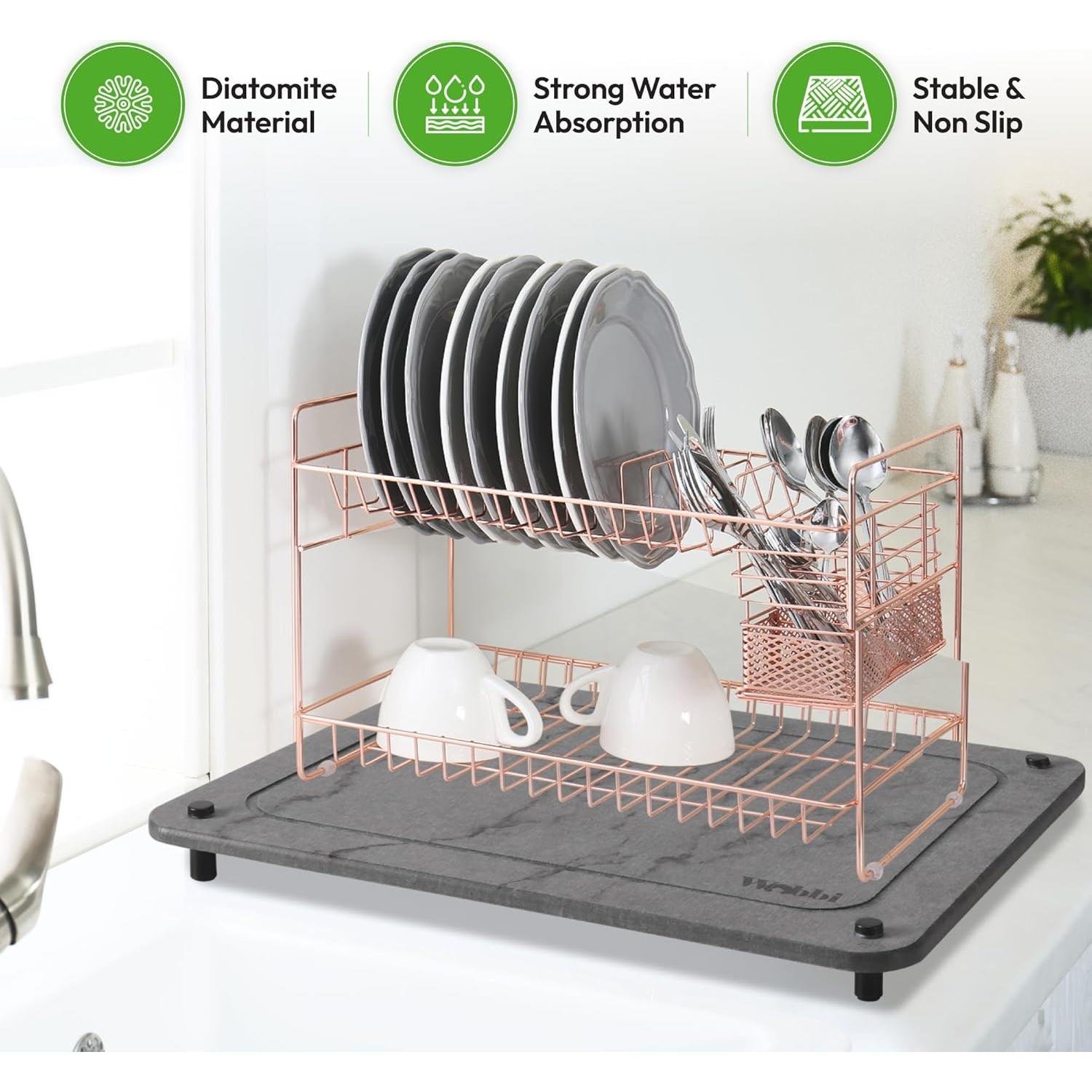 Alfombrilla de Secado de Platos Wobbi 39.6x29.7cm Diatomácea