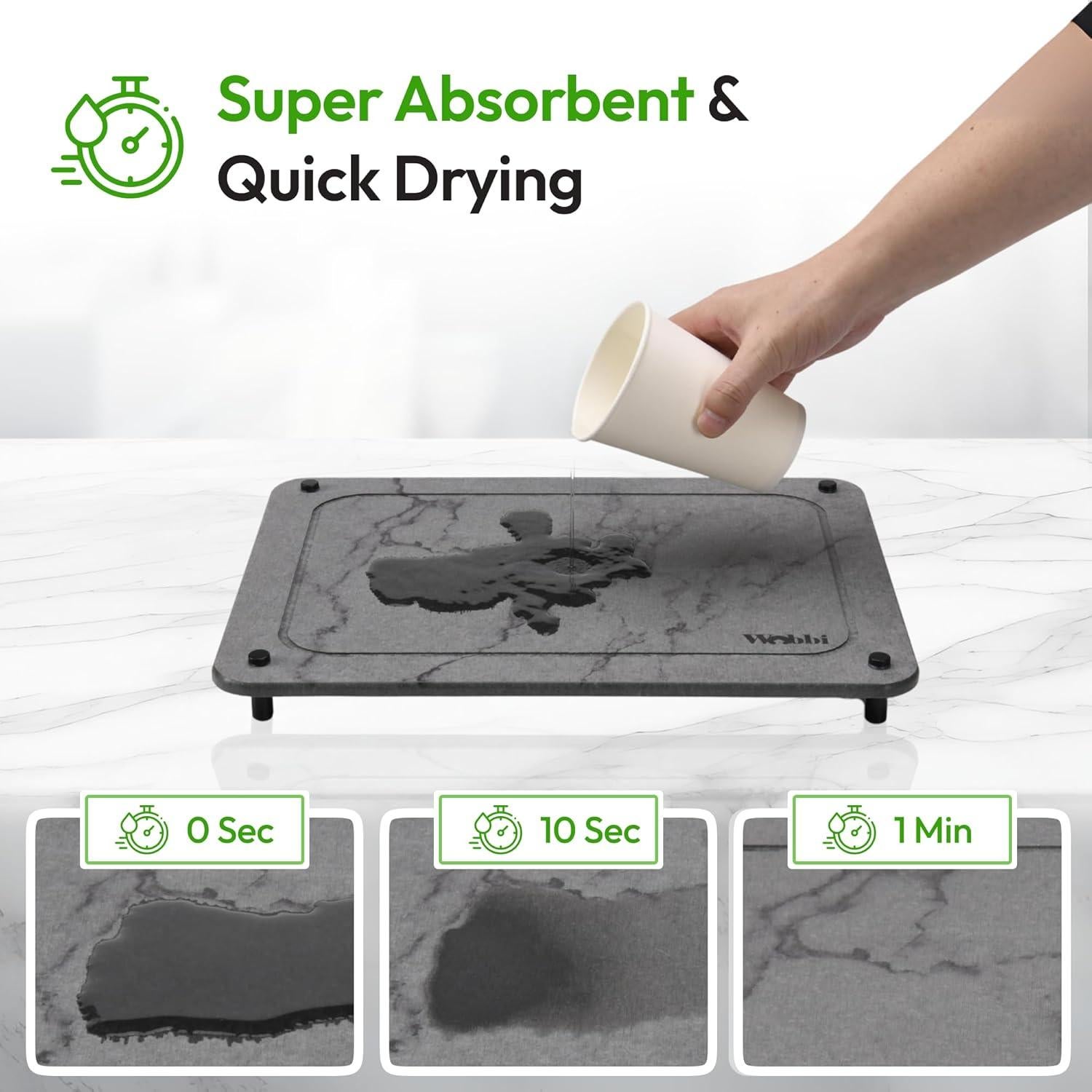 Alfombrilla de Secado de Platos Wobbi 39.6x29.7cm Diatomácea