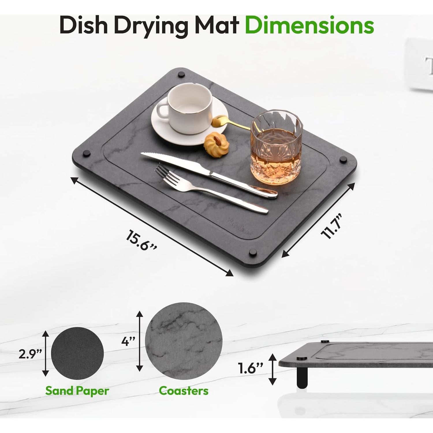 Alfombrilla de Secado de Platos Wobbi 39.6x29.7cm Diatomácea