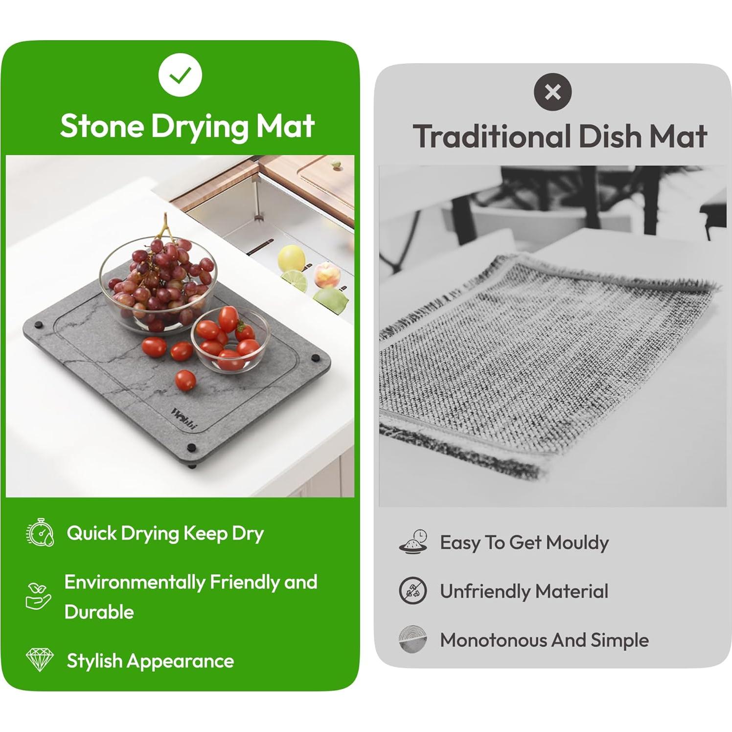 Alfombrilla de Secado de Platos Wobbi 39.6x29.7cm Diatomácea