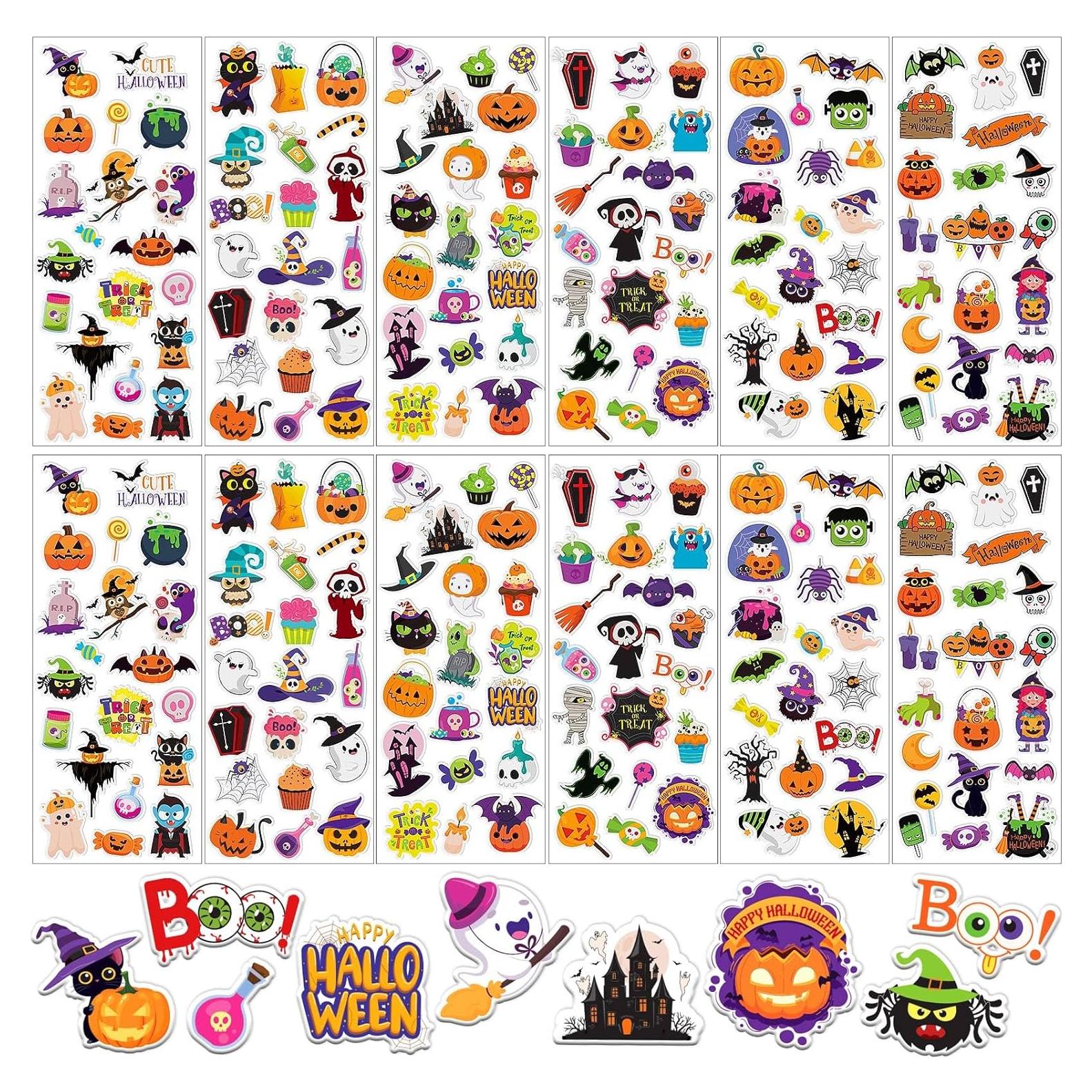 Calcomanías de Halloween UPINS 12 Hojas 3D para Niños