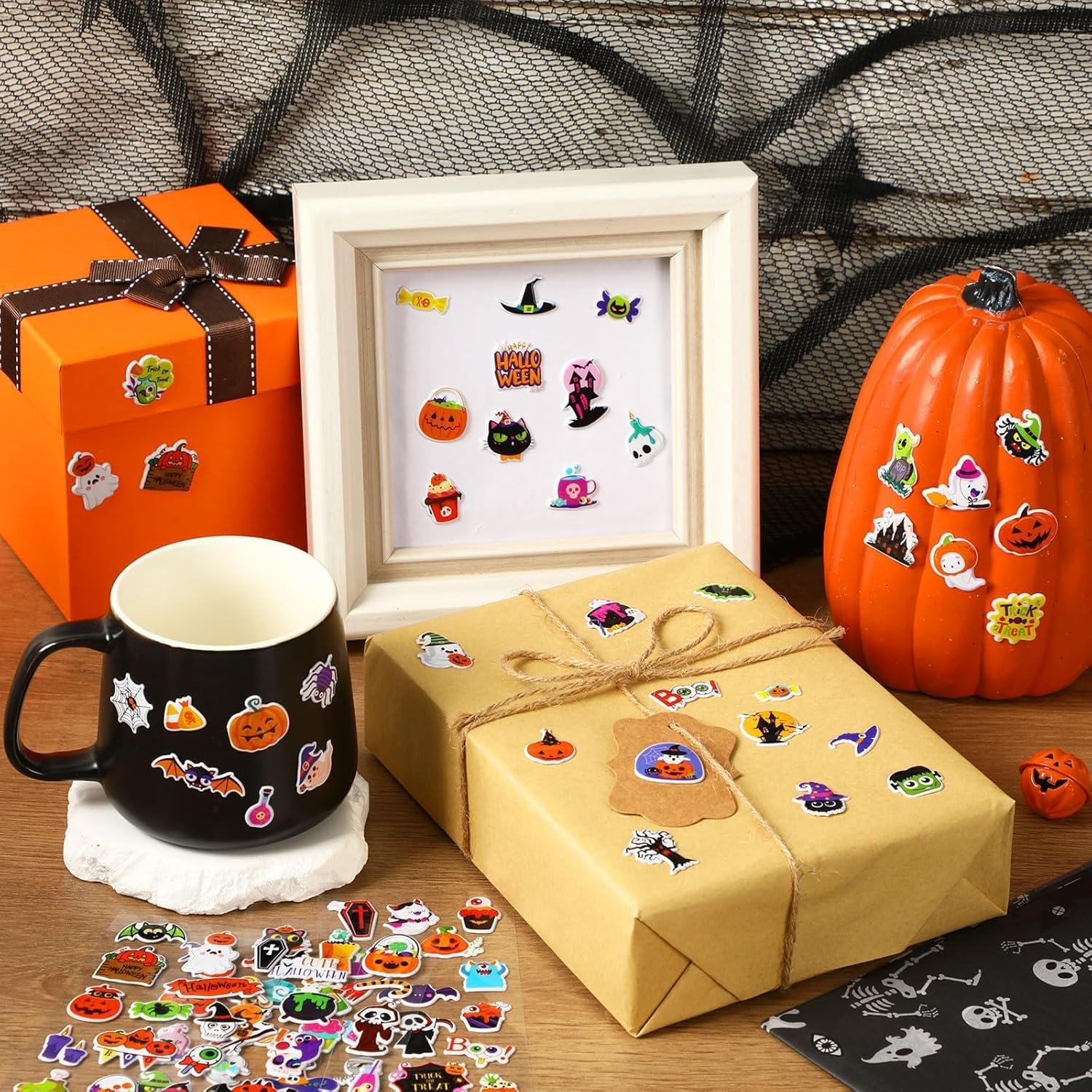 Calcomanías de Halloween UPINS 12 Hojas 3D para Niños