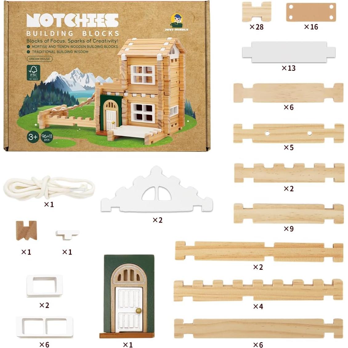 Bloques de Madera Jovi-mindly Casa de Ensueño 107 pcs