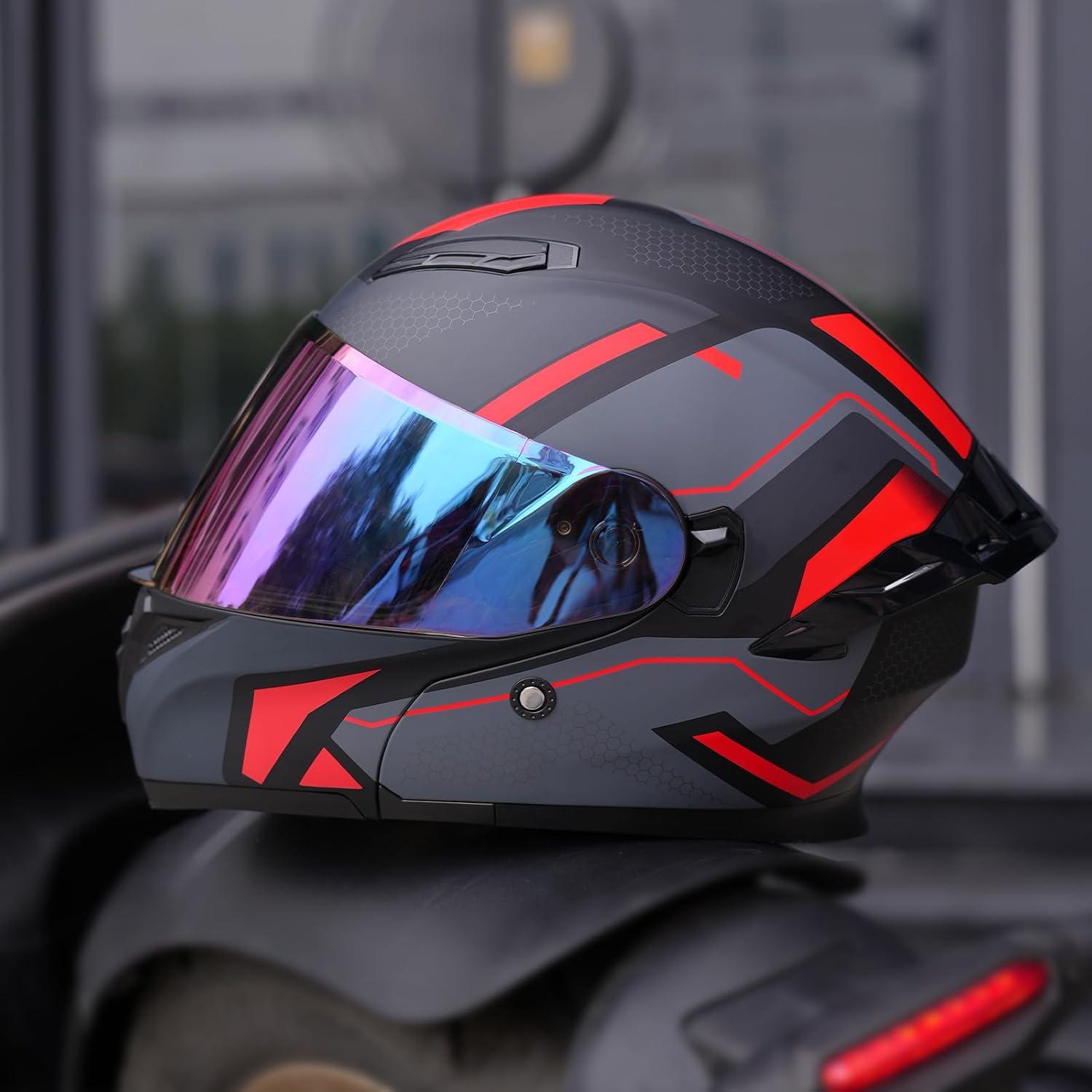 Casco Modular JQF Gear FF808 Doble Visor Rojo Grande
