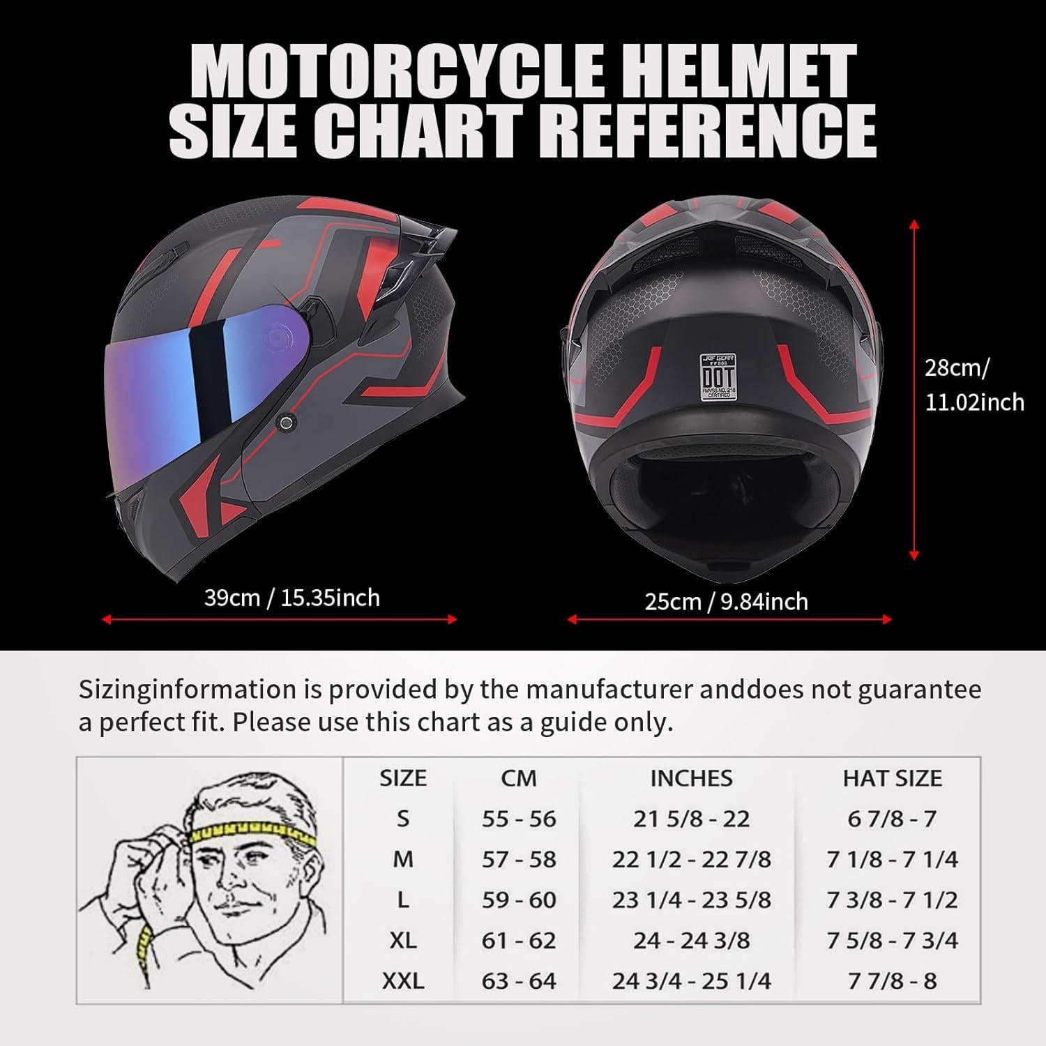 Casco Modular JQF Gear FF808 Doble Visor Rojo Grande