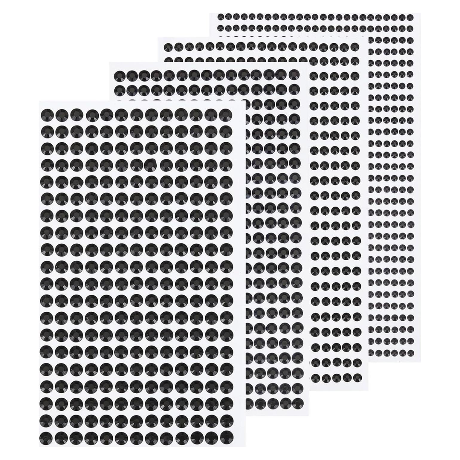 Calcomanías de Rhinestone Negro MECCANIXITY 1792 Pcs 3-6 mm