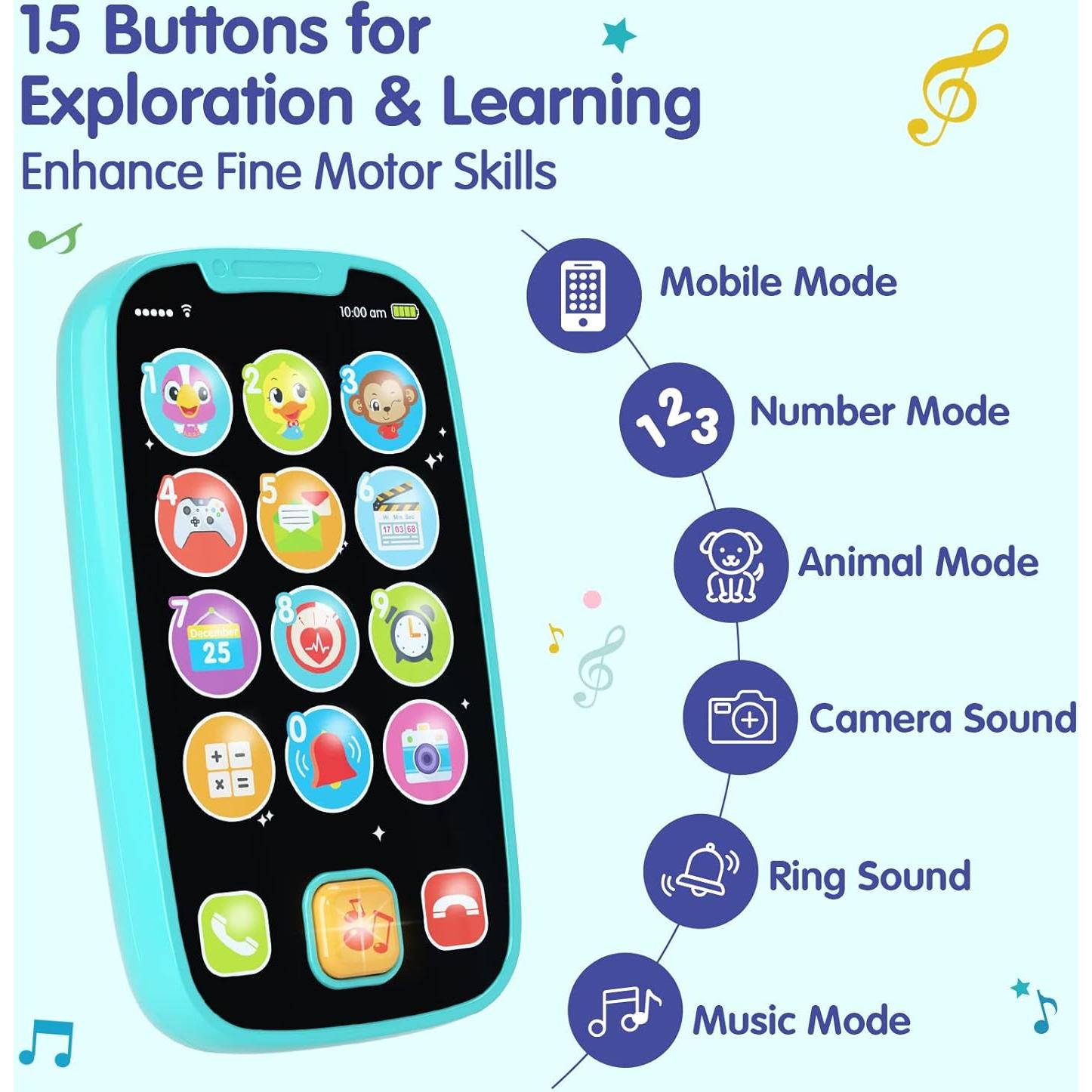 Teléfono Juguete para Bebés BABYFUNY Cian 15 Funciones 1-3 Años