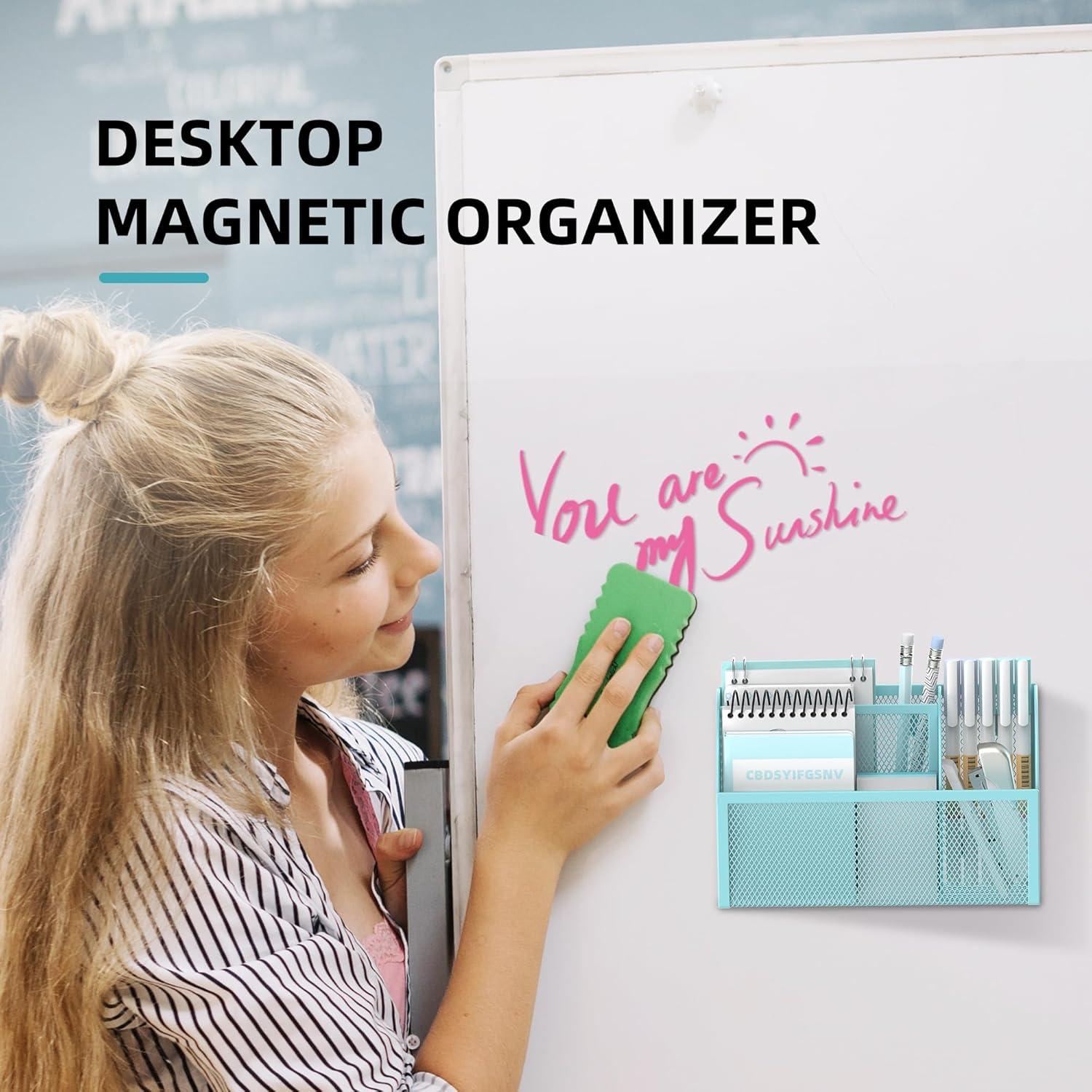 Soporte Magnético DALTACK para Lápices - Organizador Azul 3 Compartimentos