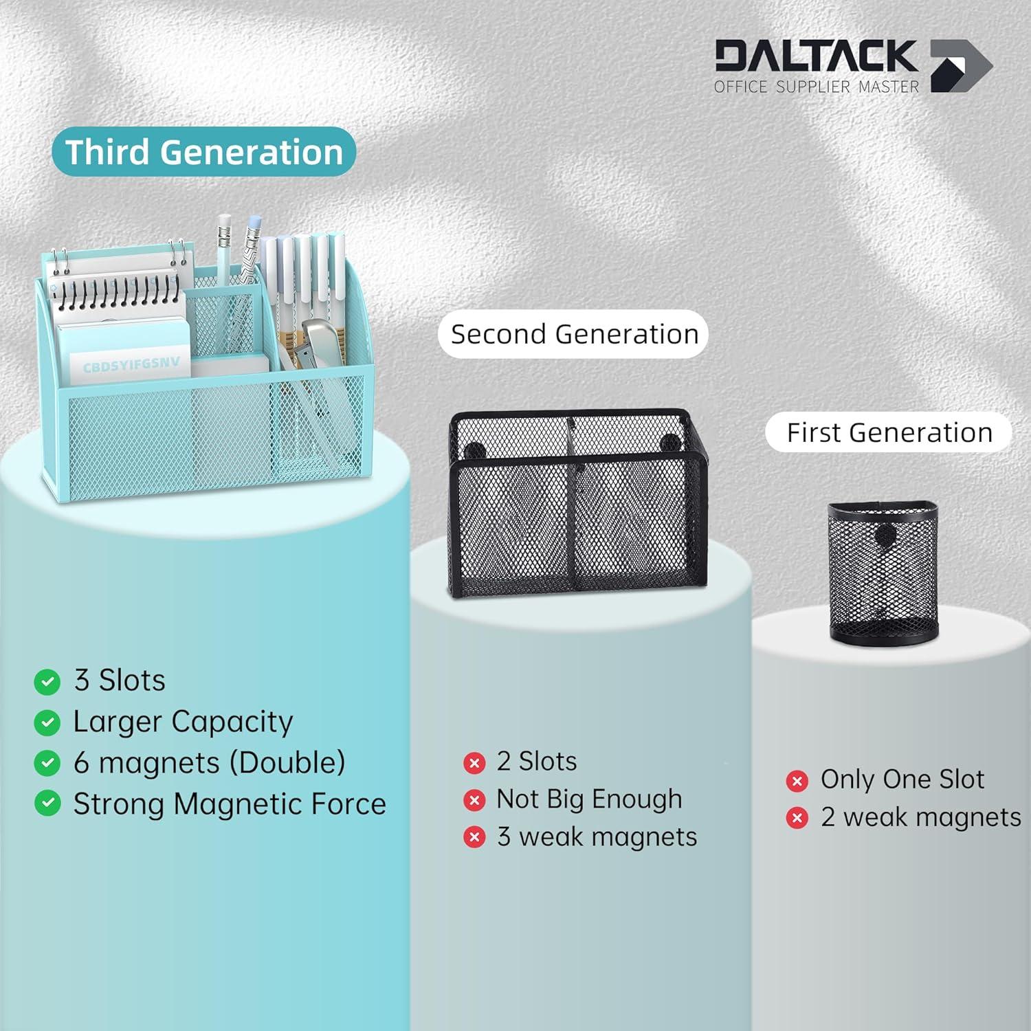 Soporte Magnético DALTACK para Lápices - Organizador Azul 3 Compartimentos