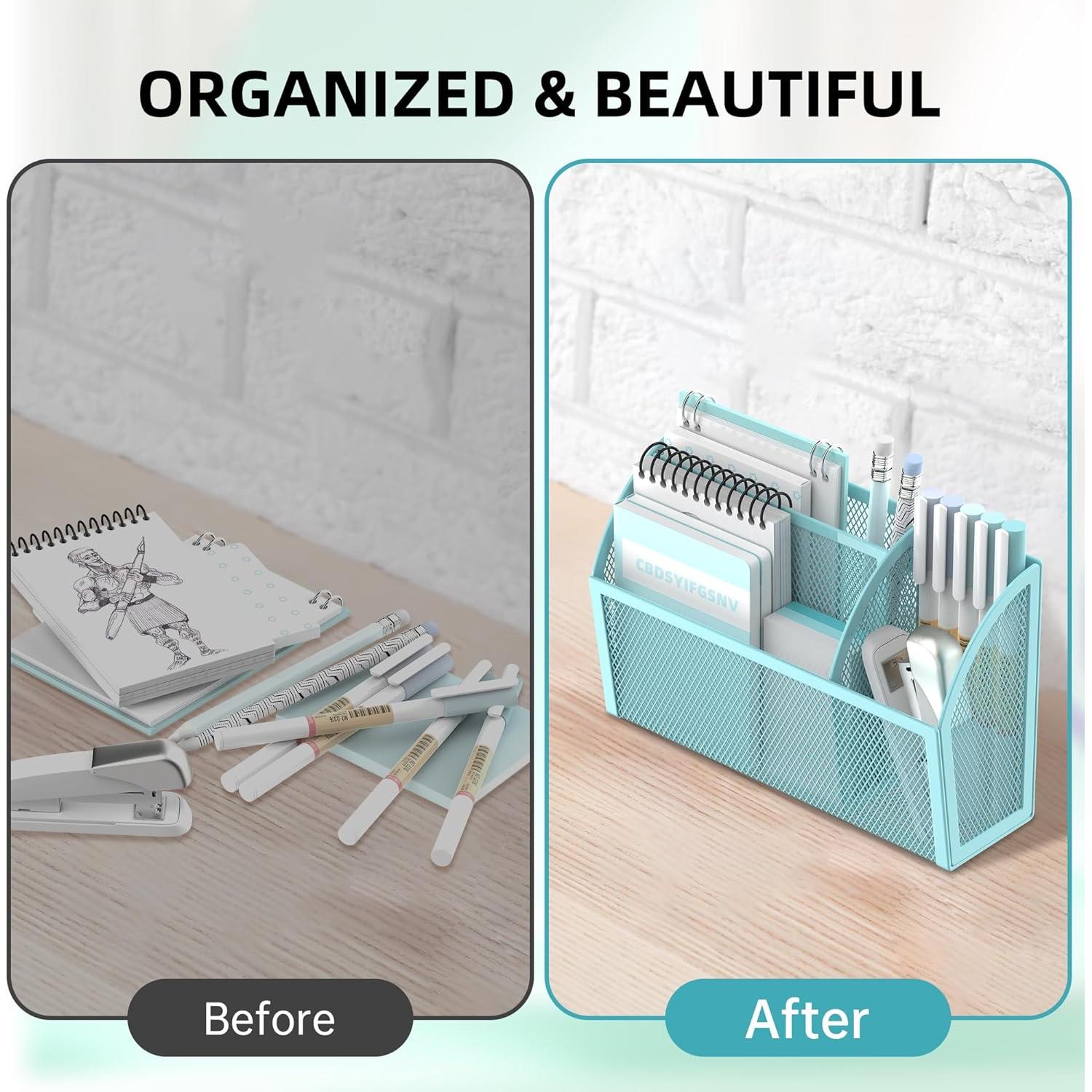 Soporte Magnético DALTACK para Lápices - Organizador Azul 3 Compartimentos