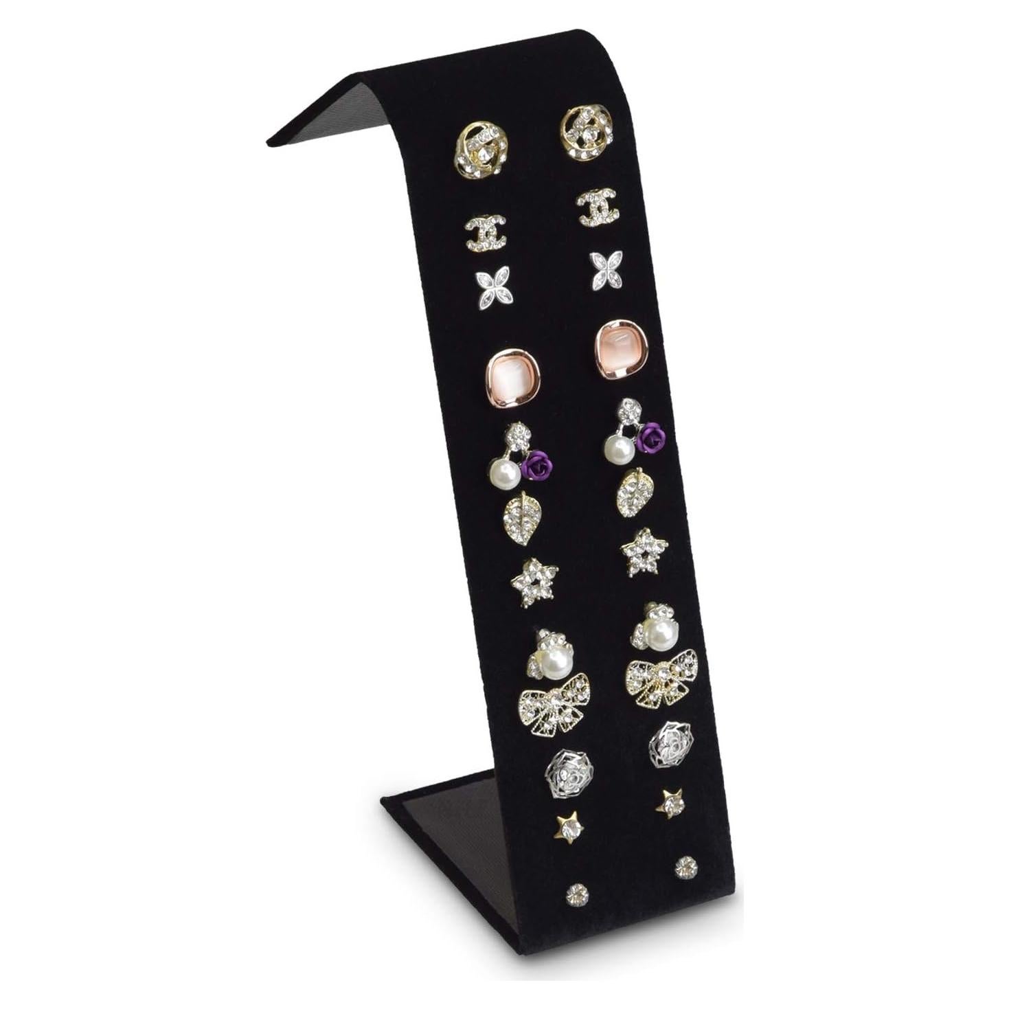 Soporte para Aretes MOOCA de Terciopelo Negro Ajustable 12 Pairs