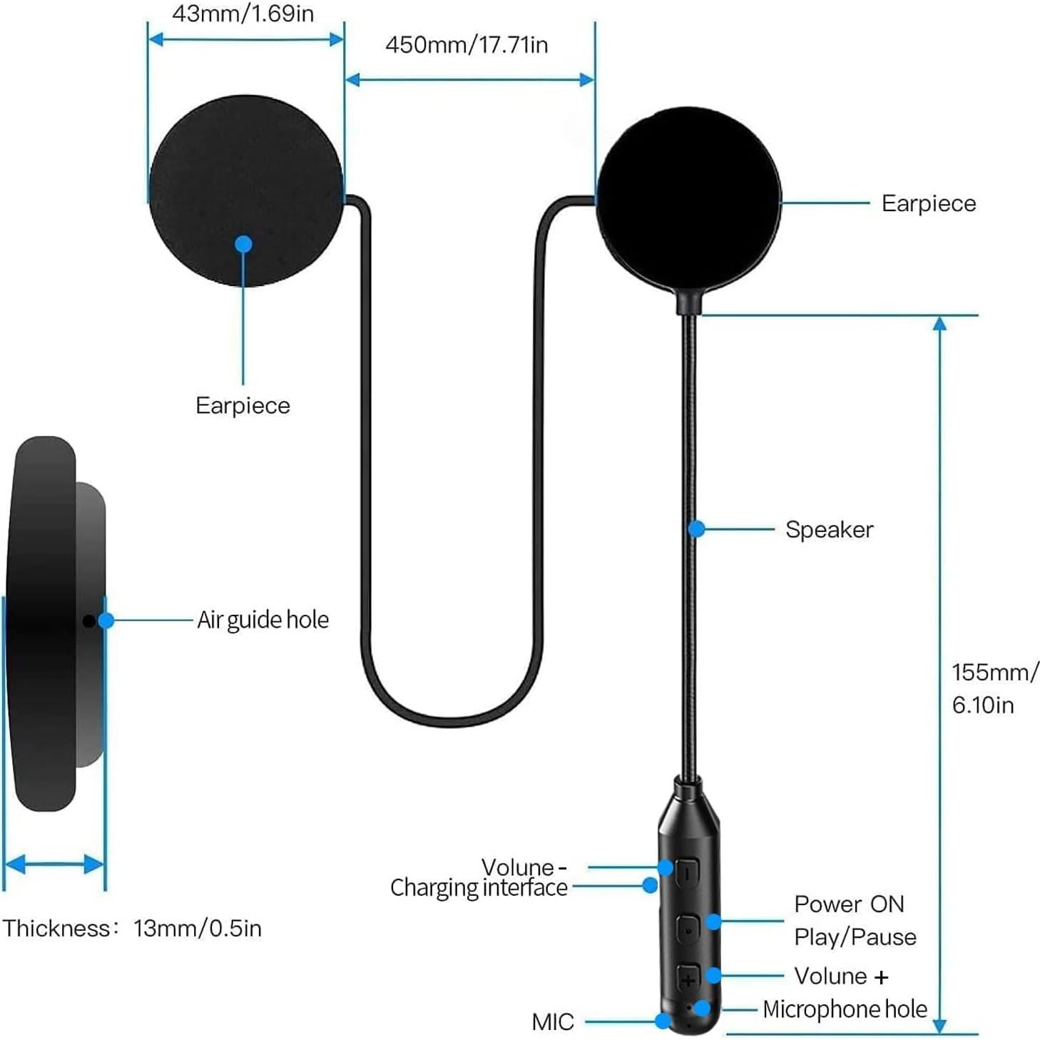 Auricular Bluetooth ELIKIDSTO para Casco de Motocicleta IPX7