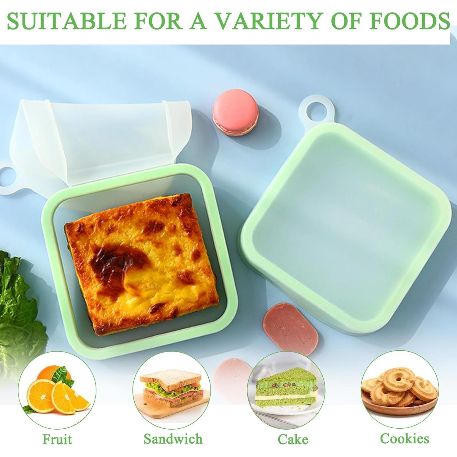 3 Contenedores de Silicona para Sándwich MdakeGo Verde