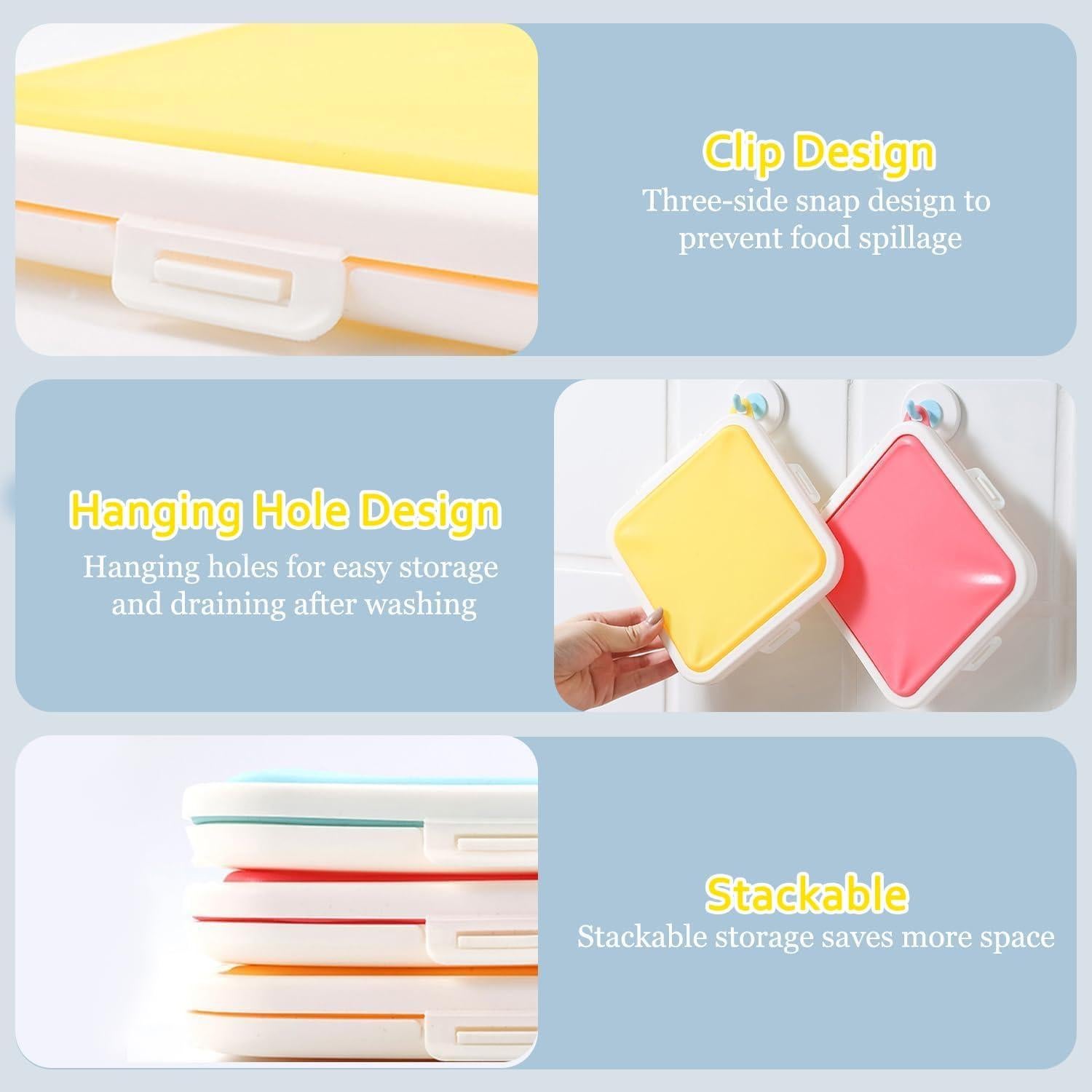 Contenedor de Sándwich MdakeGo Amarillo, Silicona Libre BPA