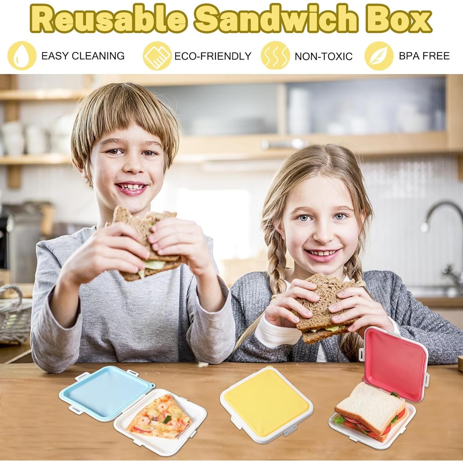 Contenedor de Sándwich MdakeGo Amarillo, Silicona Libre BPA