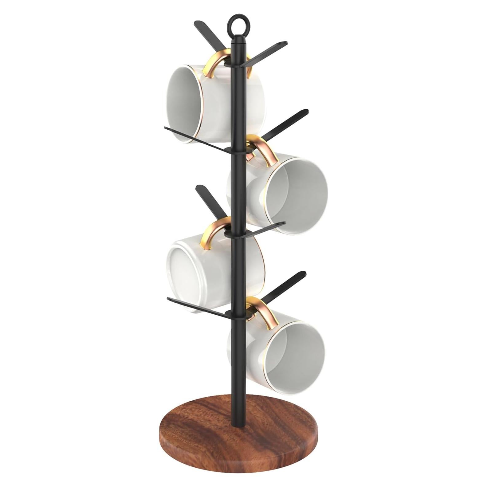 Soporte para Tazas Simesove de Madera de Nogal con 8 Ganchos