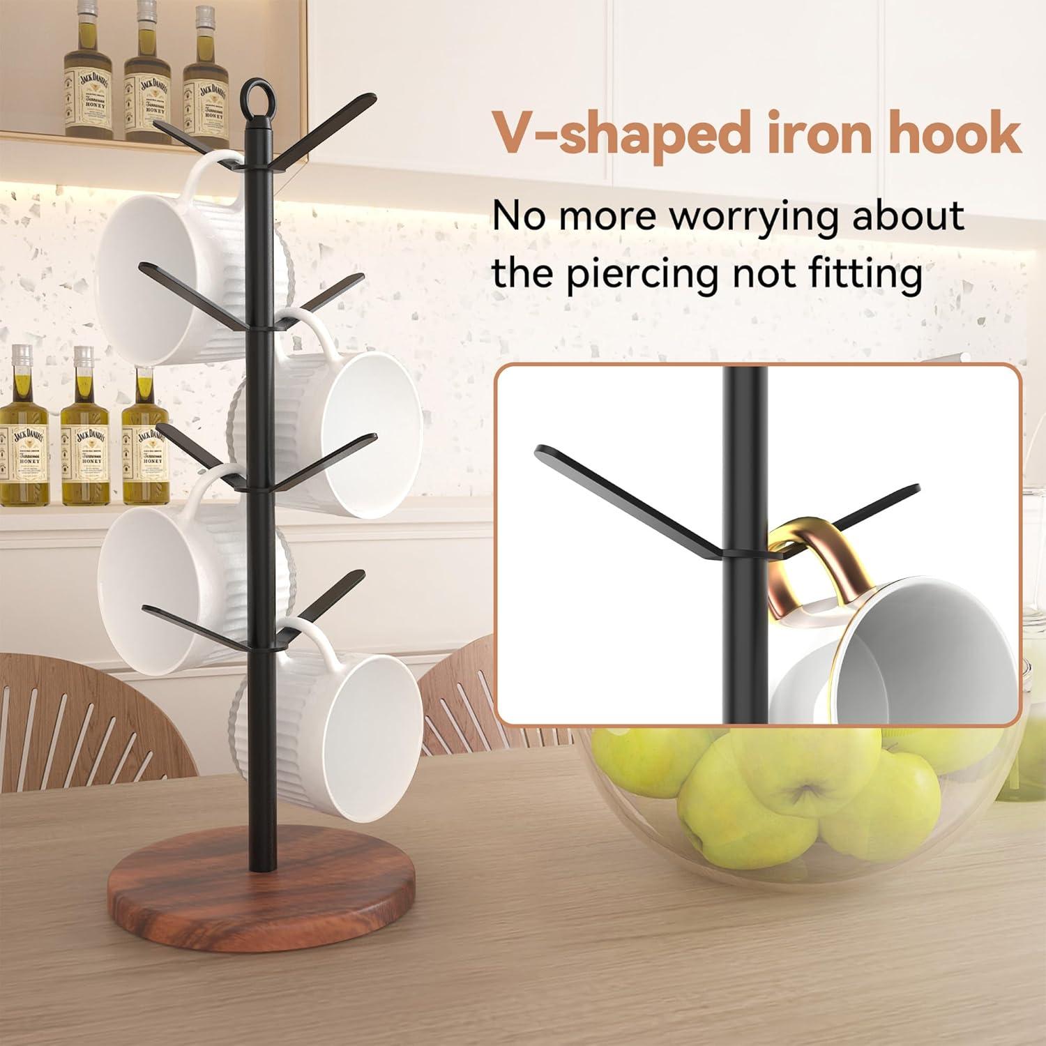 Soporte para Tazas Simesove de Madera de Nogal con 8 Ganchos