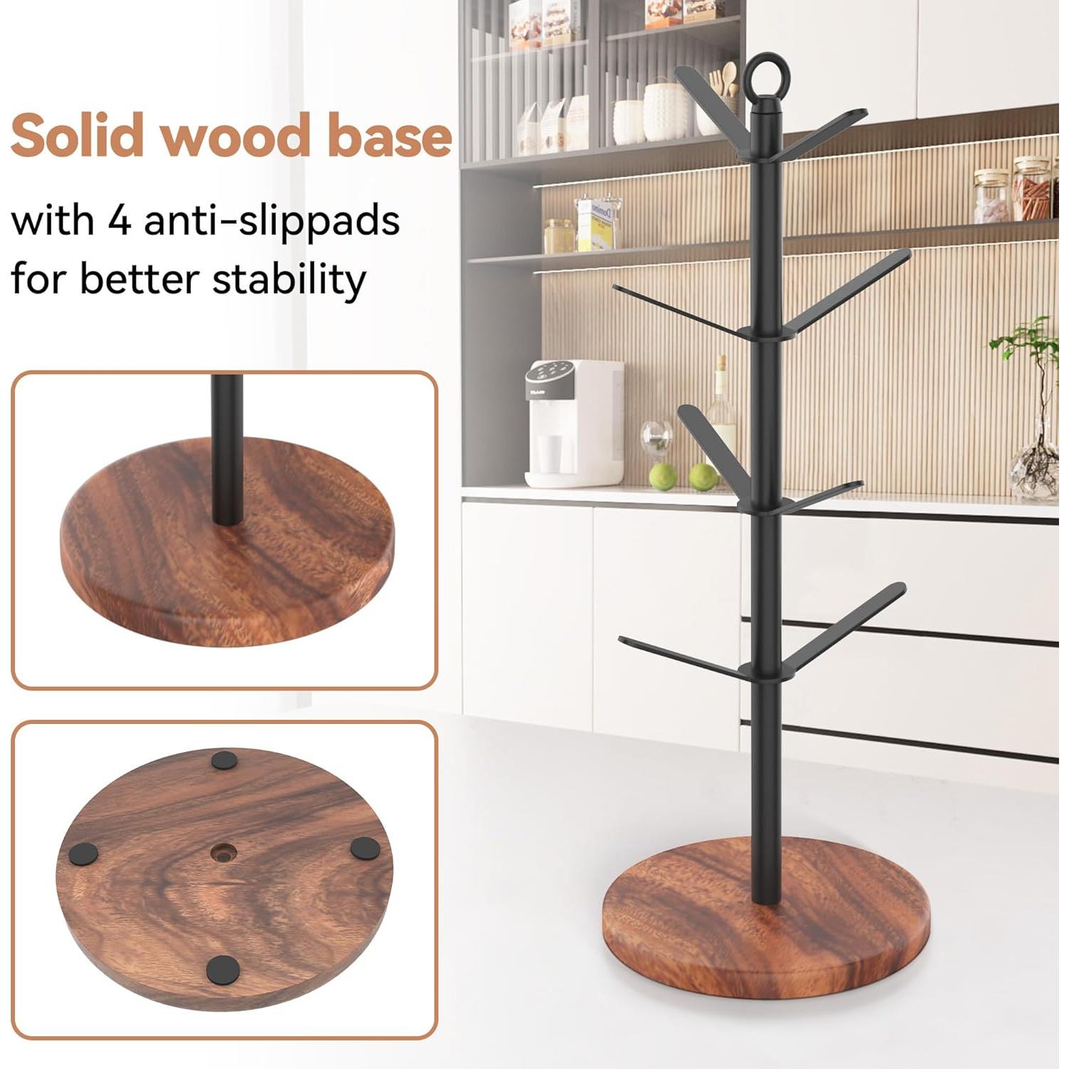 Soporte para Tazas Simesove de Madera de Nogal con 8 Ganchos