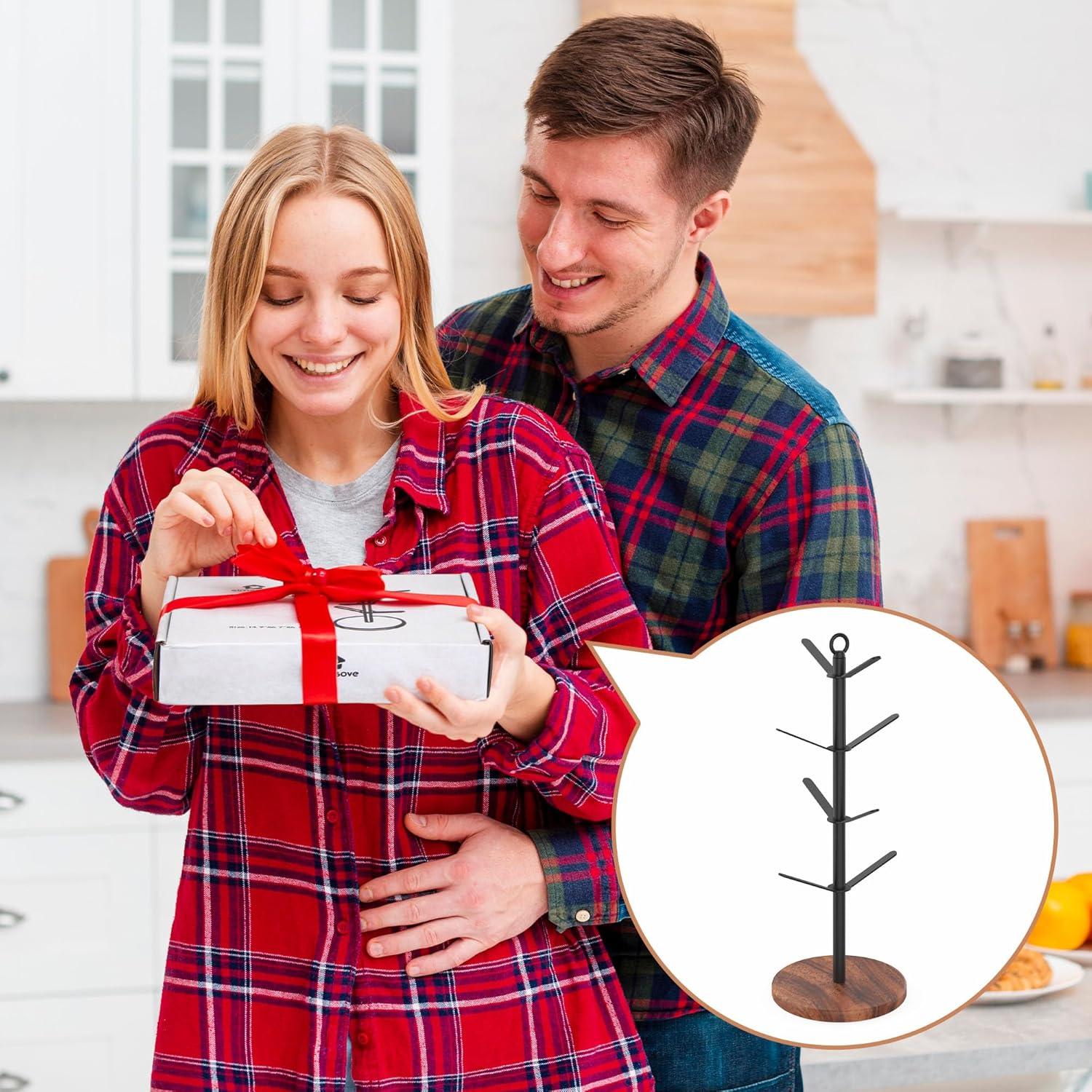 Soporte para Tazas Simesove de Madera de Nogal con 8 Ganchos