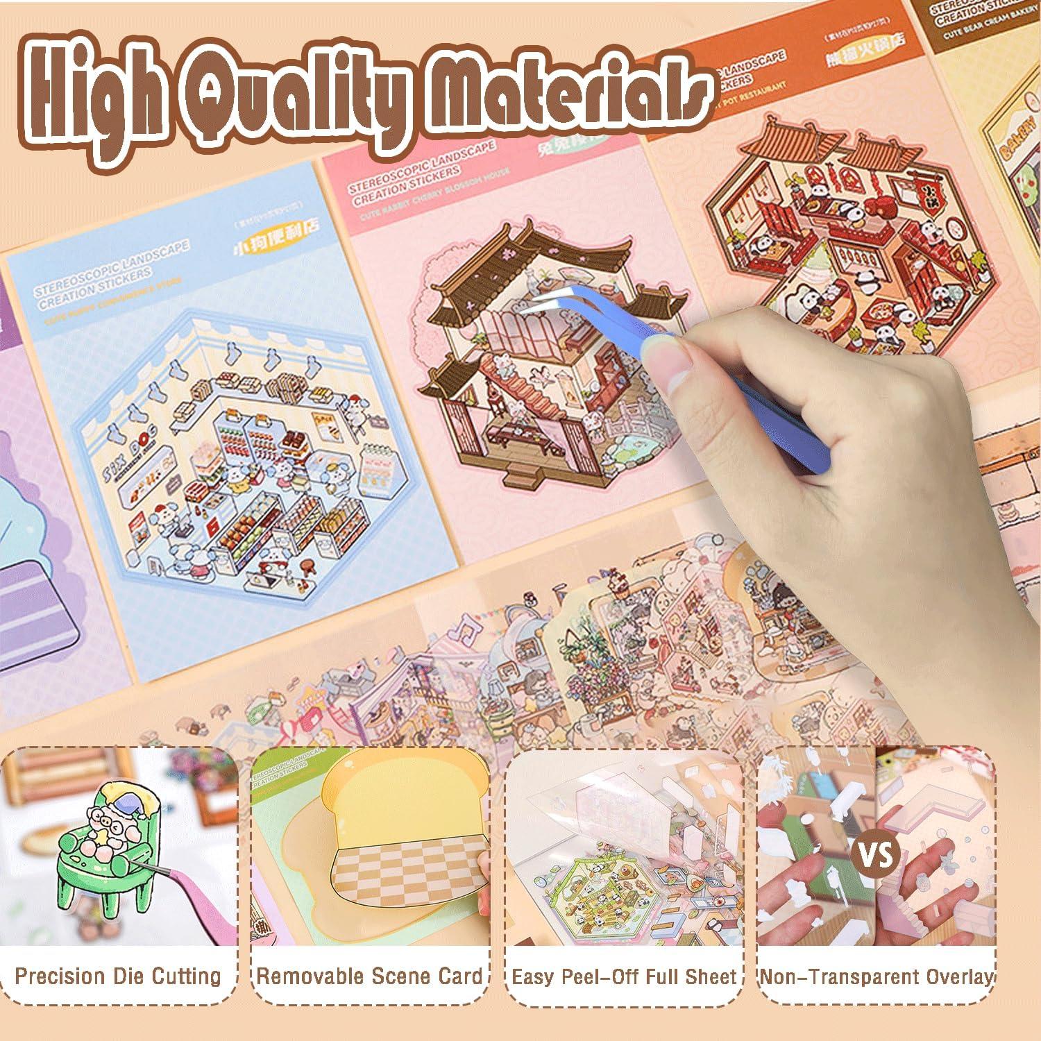 Set de Pegatinas 3D DIY DORIDUKA - Mini Casa y Mascotas