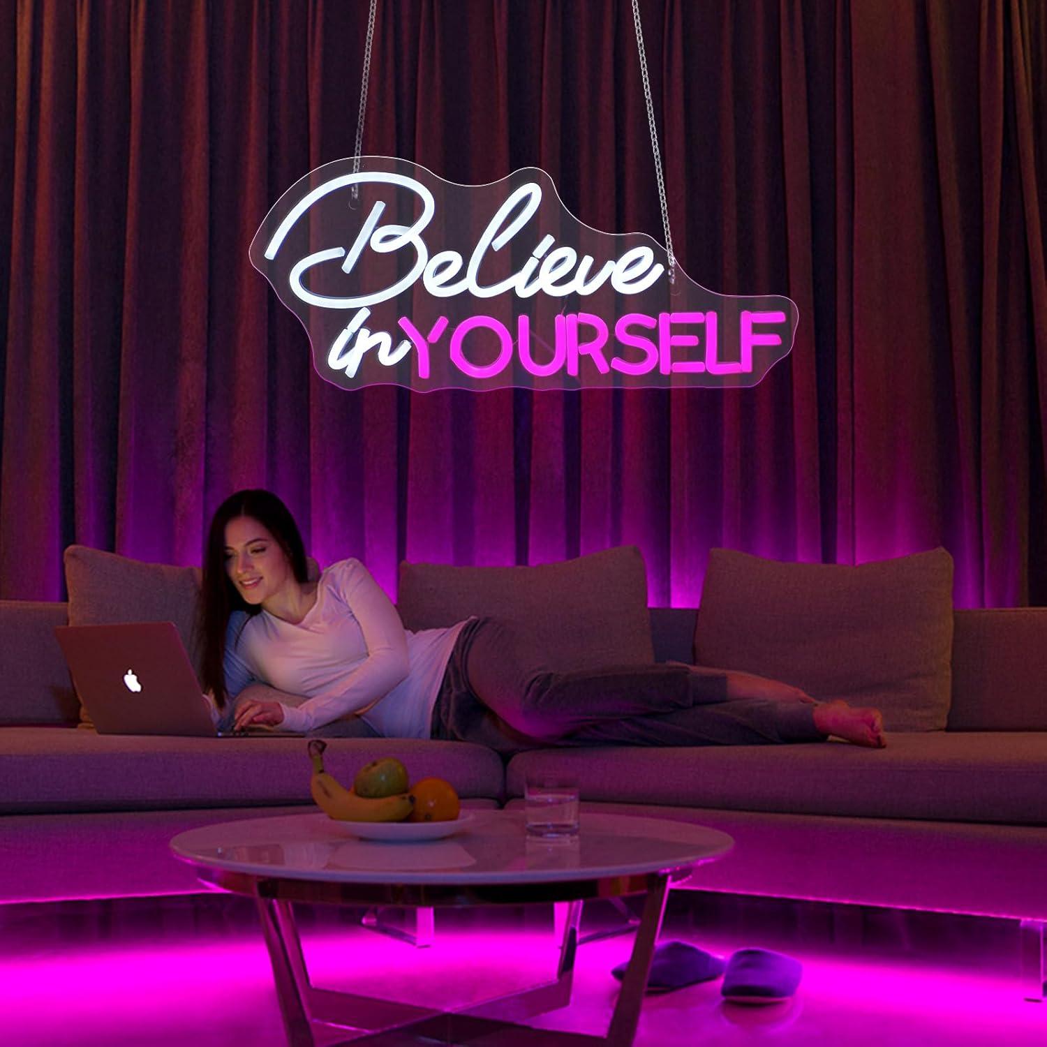 Letrero Neón LED Cree en Ti Mismo 18x42 cm USB Decoración