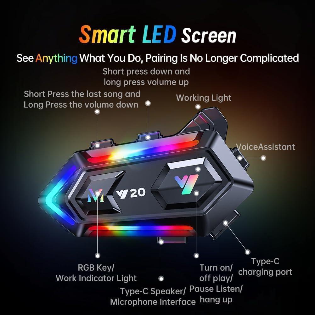 Auricular Bluetooth WNJACO Y20 para Casco Motocicleta IPX6