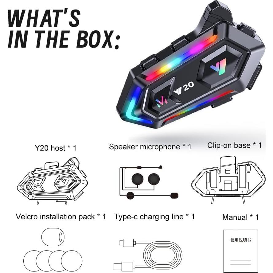 Auricular Bluetooth WNJACO Y20 para Casco Motocicleta IPX6
