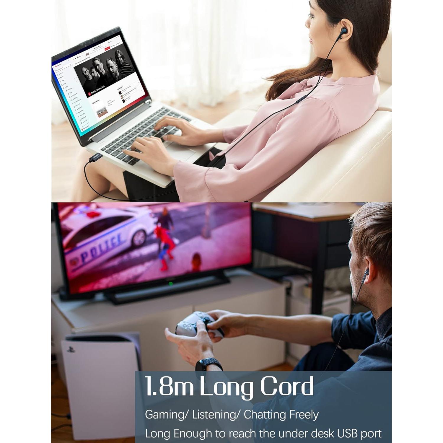 Auriculares USB con micrófono SOLMIMI 2m para PC y PS4/PS5