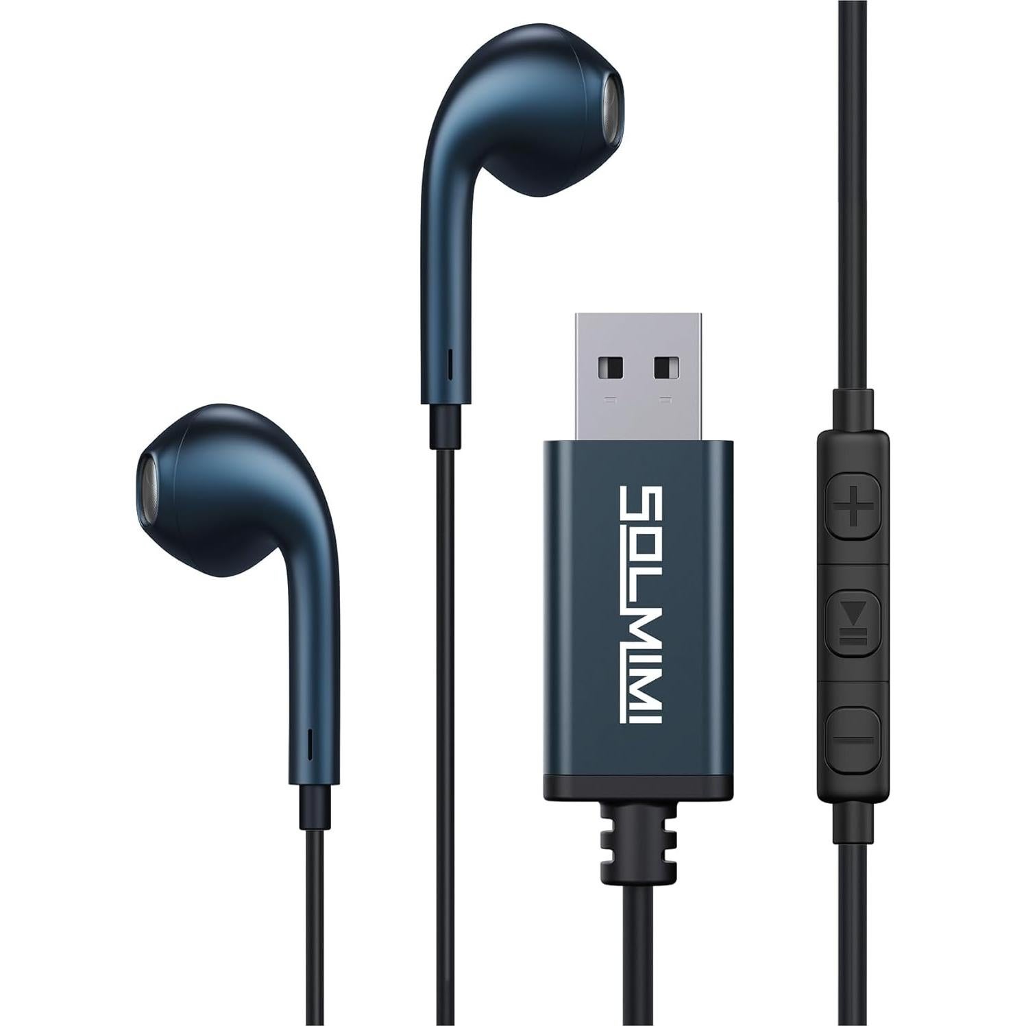 Auriculares USB con micrófono SOLMIMI 2m para PC y PS4/PS5