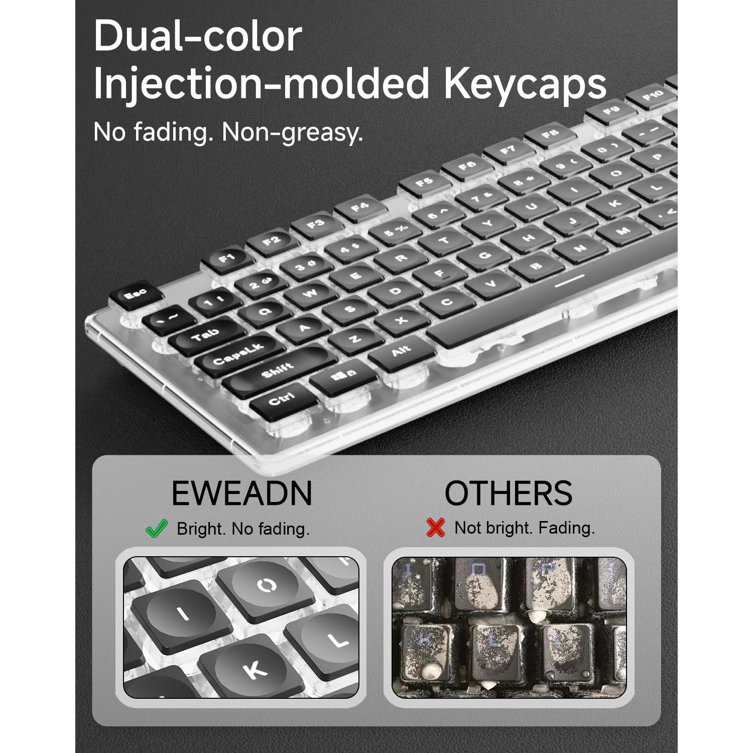 Teclado USB Retroiluminado EWEADN GX710S Negro, Silencioso