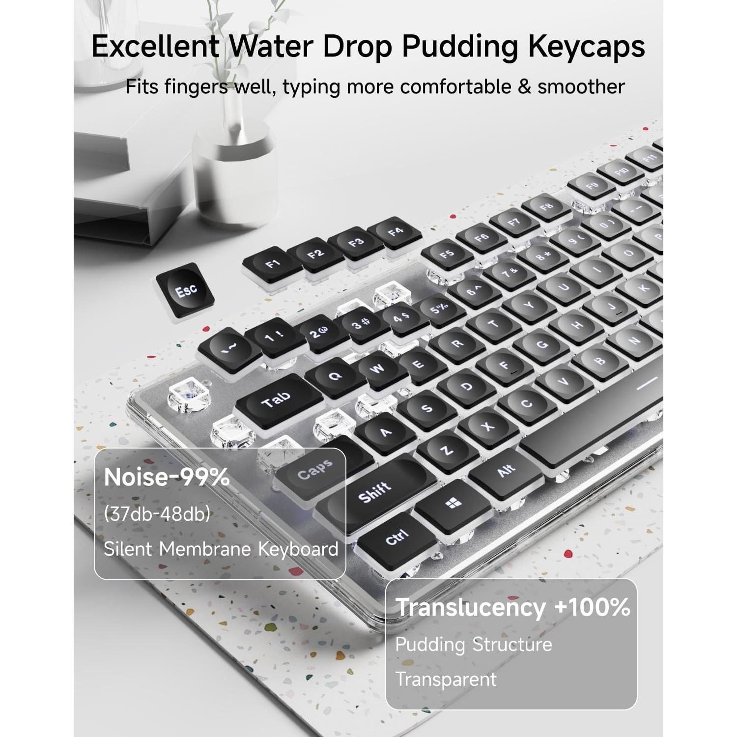 Teclado USB Retroiluminado EWEADN GX710S Negro, Silencioso