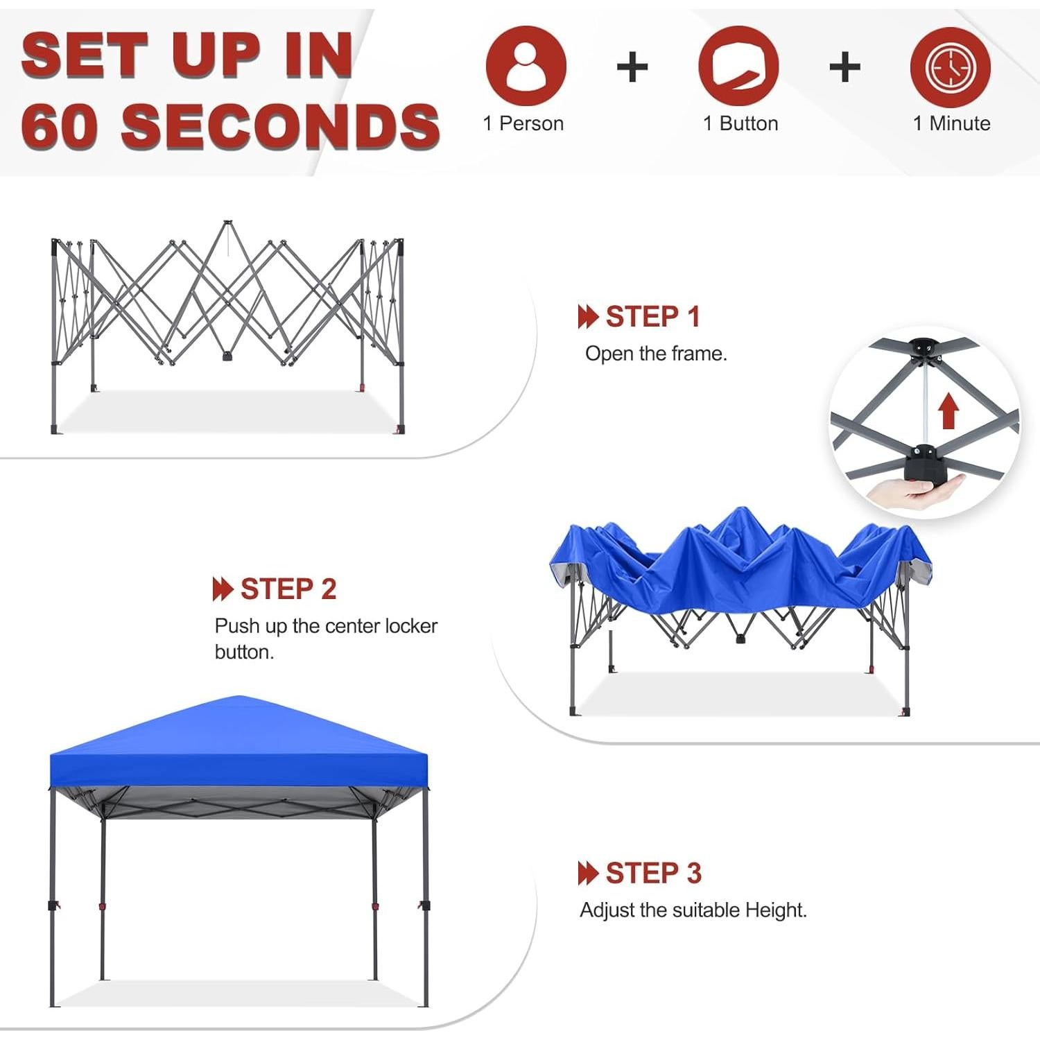 Carpa Plegable ABCCANOPY 3x3m Azul con Accesorios