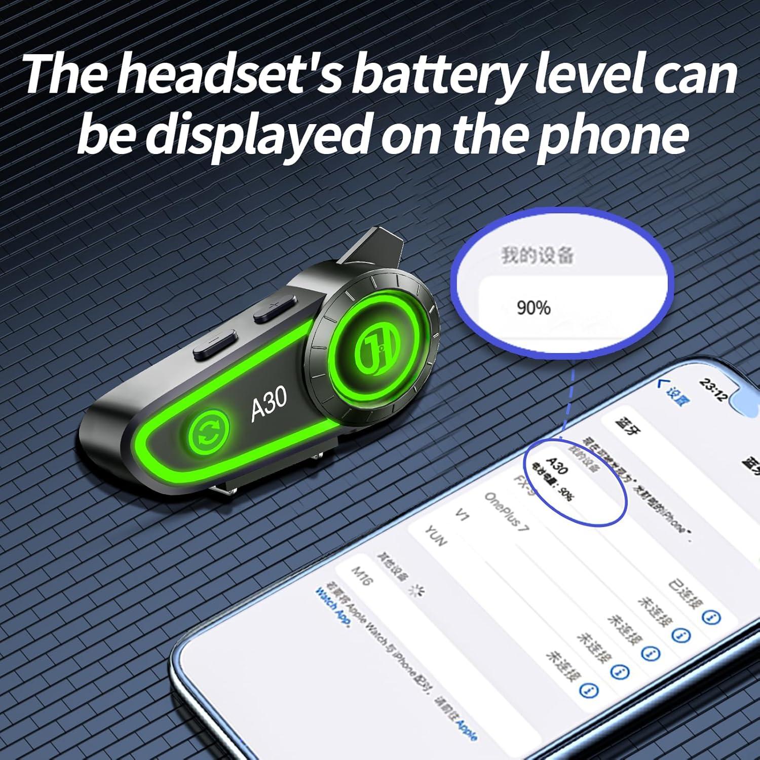 Auriculares Bluetooth para Casco de Motocicleta 1200mAh