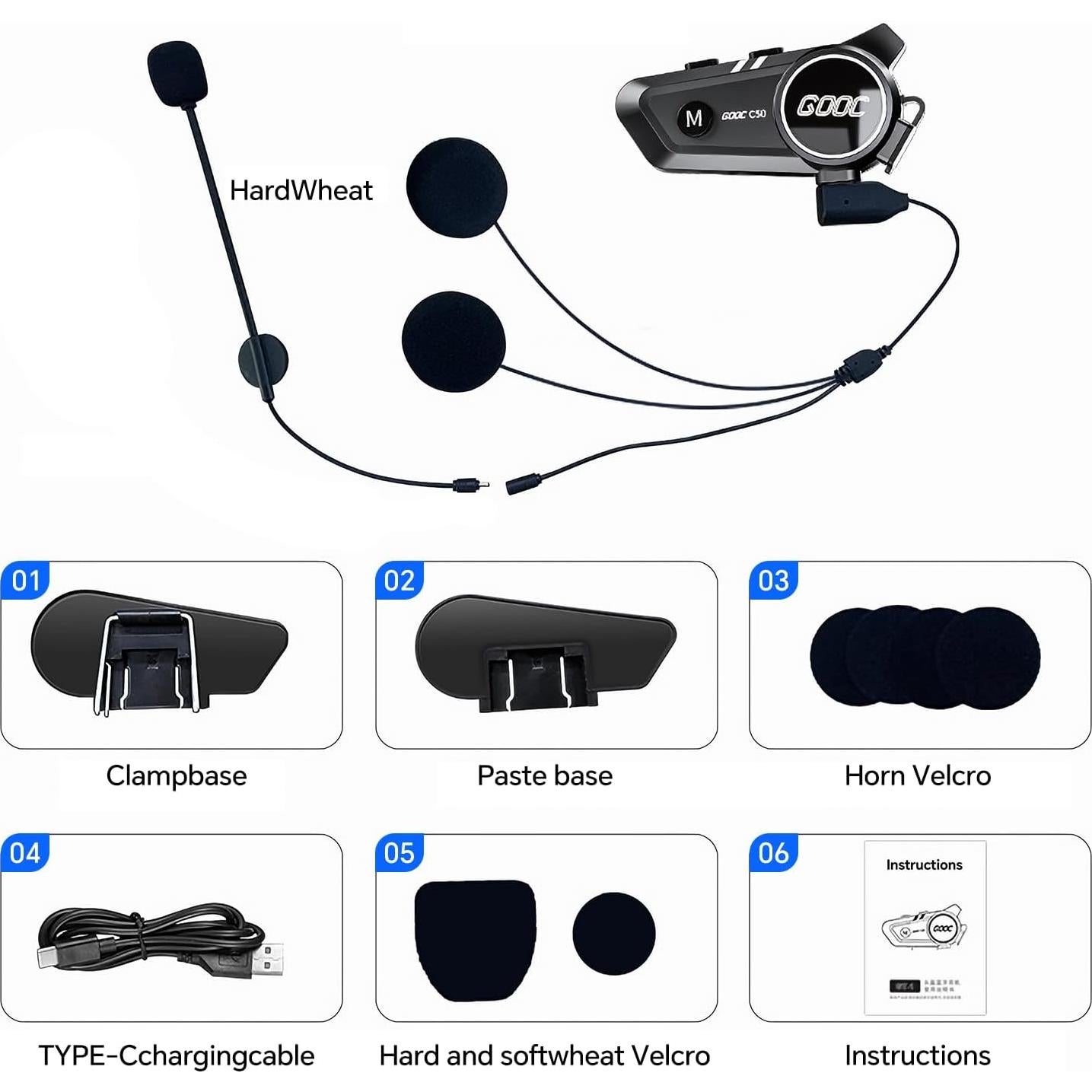Auricular Bluetooth JZAQ C50 para Motocicleta Impermeable