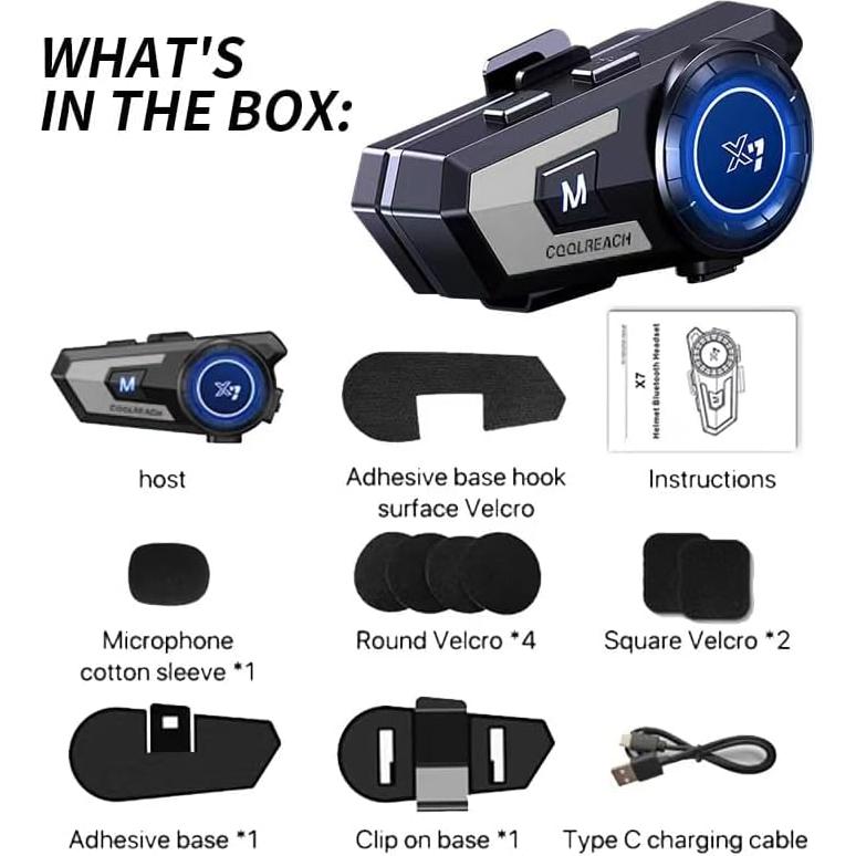 Auricular Bluetooth KHPTOP X7 para Motocicleta, 90h Reproducción