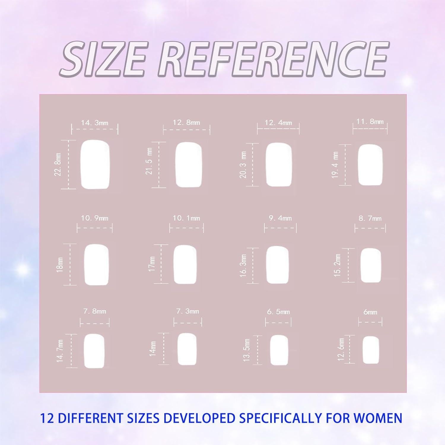 Uñas Postizas Cortas Medias BDRUIXING Punta Francesa Negra 24 Pcs