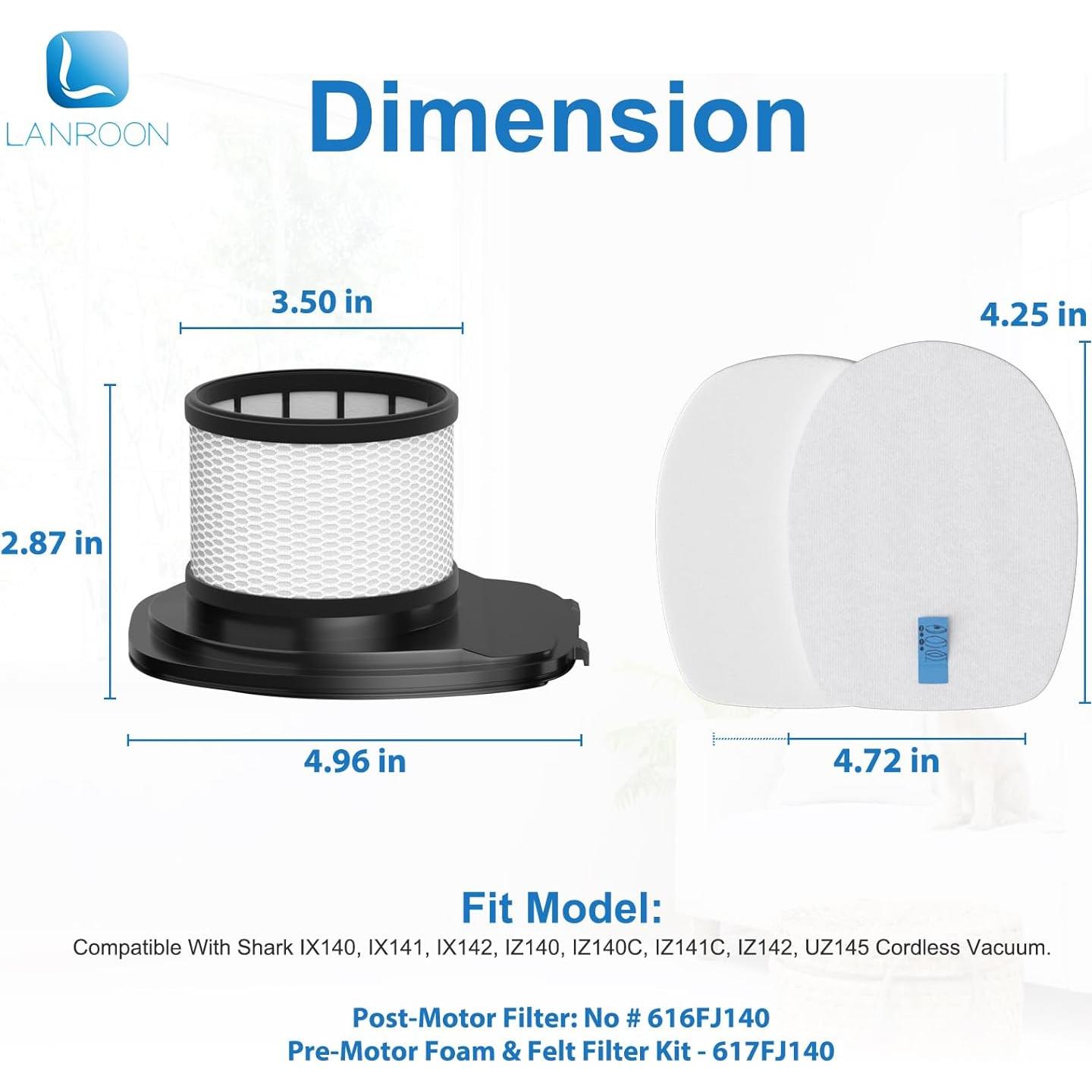 Filtros HEPA LANROON para aspiradoras Shark IX141 IX140 - Paquete 2+4