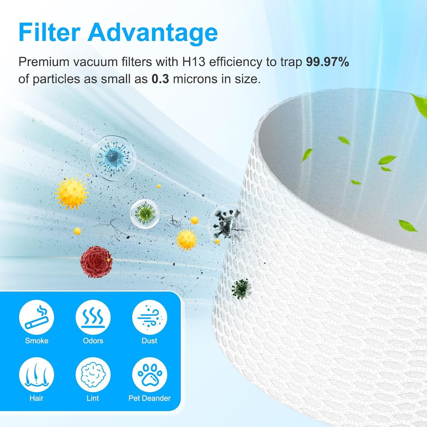 Filtros HEPA LANROON para aspiradoras Shark IX141 IX140 - Paquete 2+4